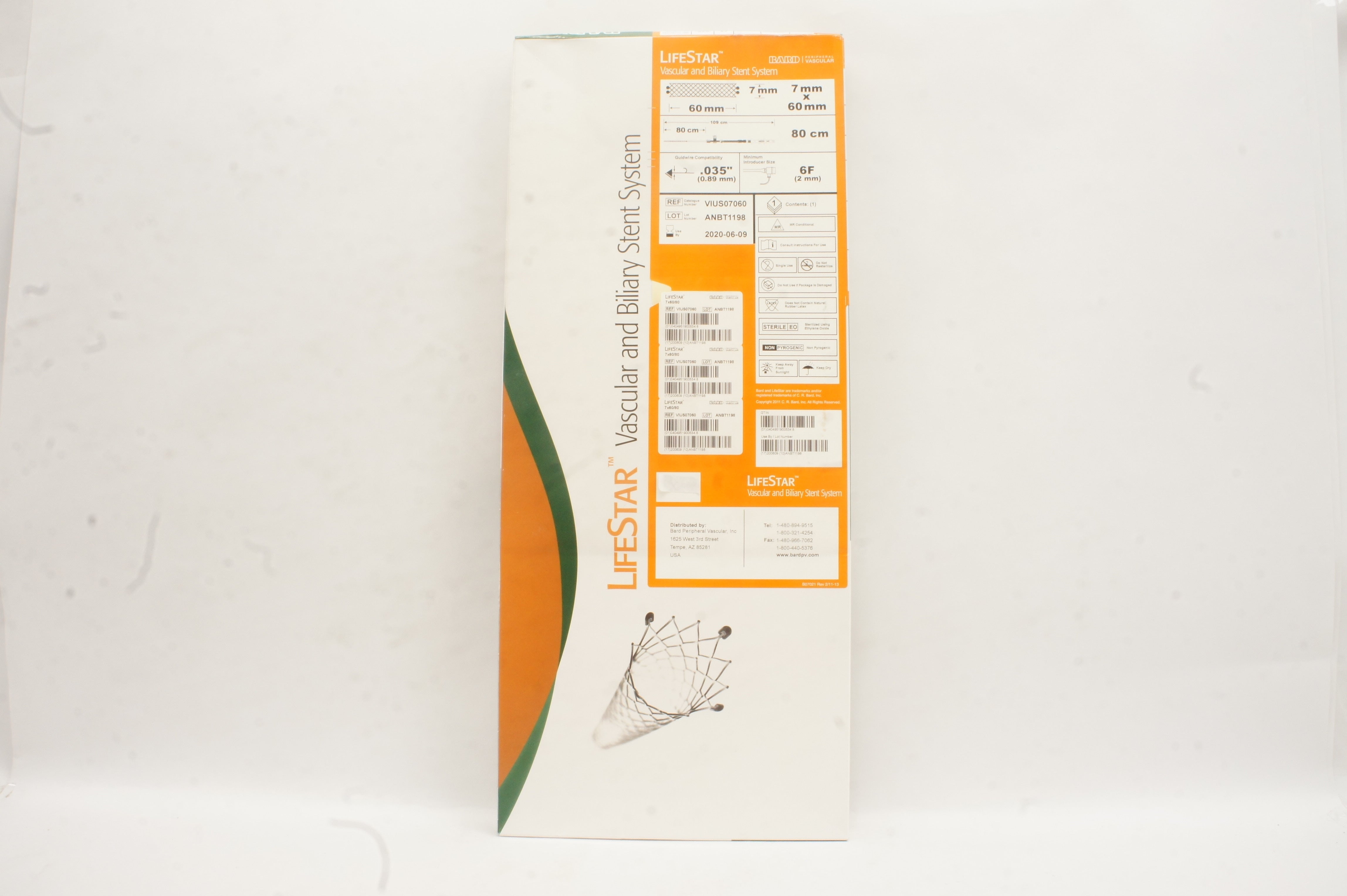 Bard VIUS07060 LifeStar Vascular and Biliary Stent System 6F .035inch (x)