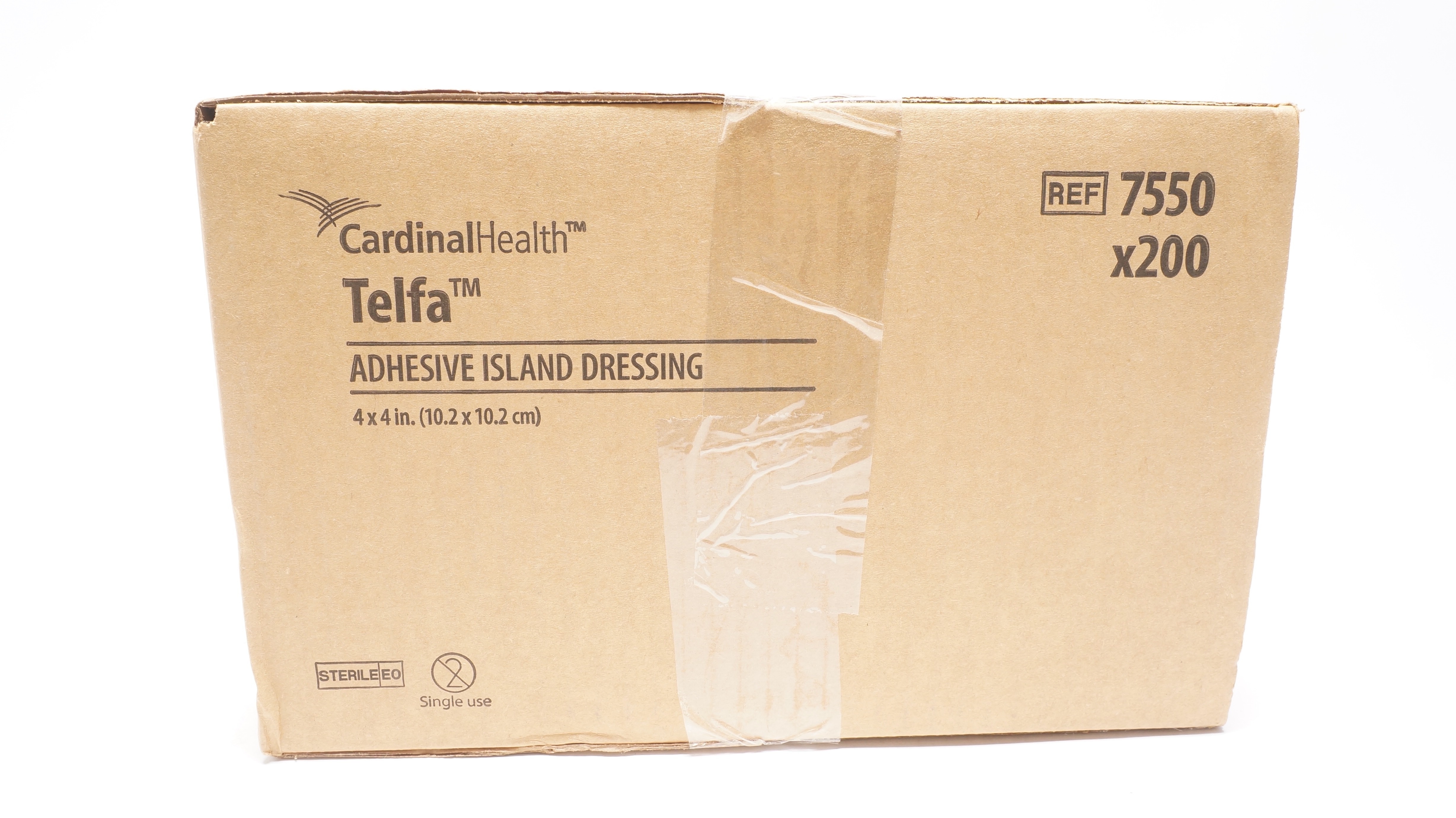 Cardinal Health 7550 Telfa Adhesive Island Dressing 4 x 4In - Box of 200