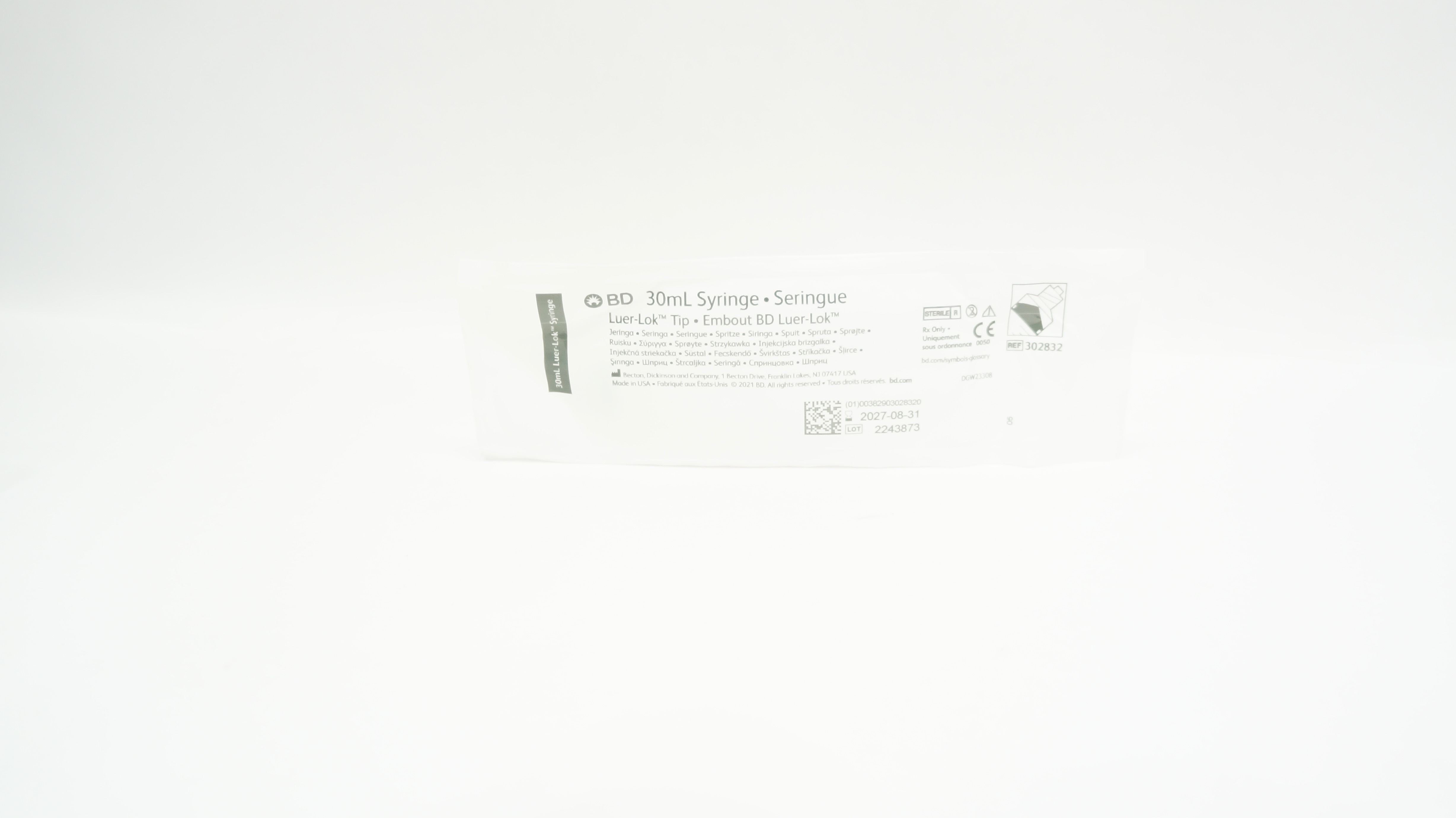 BD 302832 Syringe, Luer-Lok Tip, 30mL