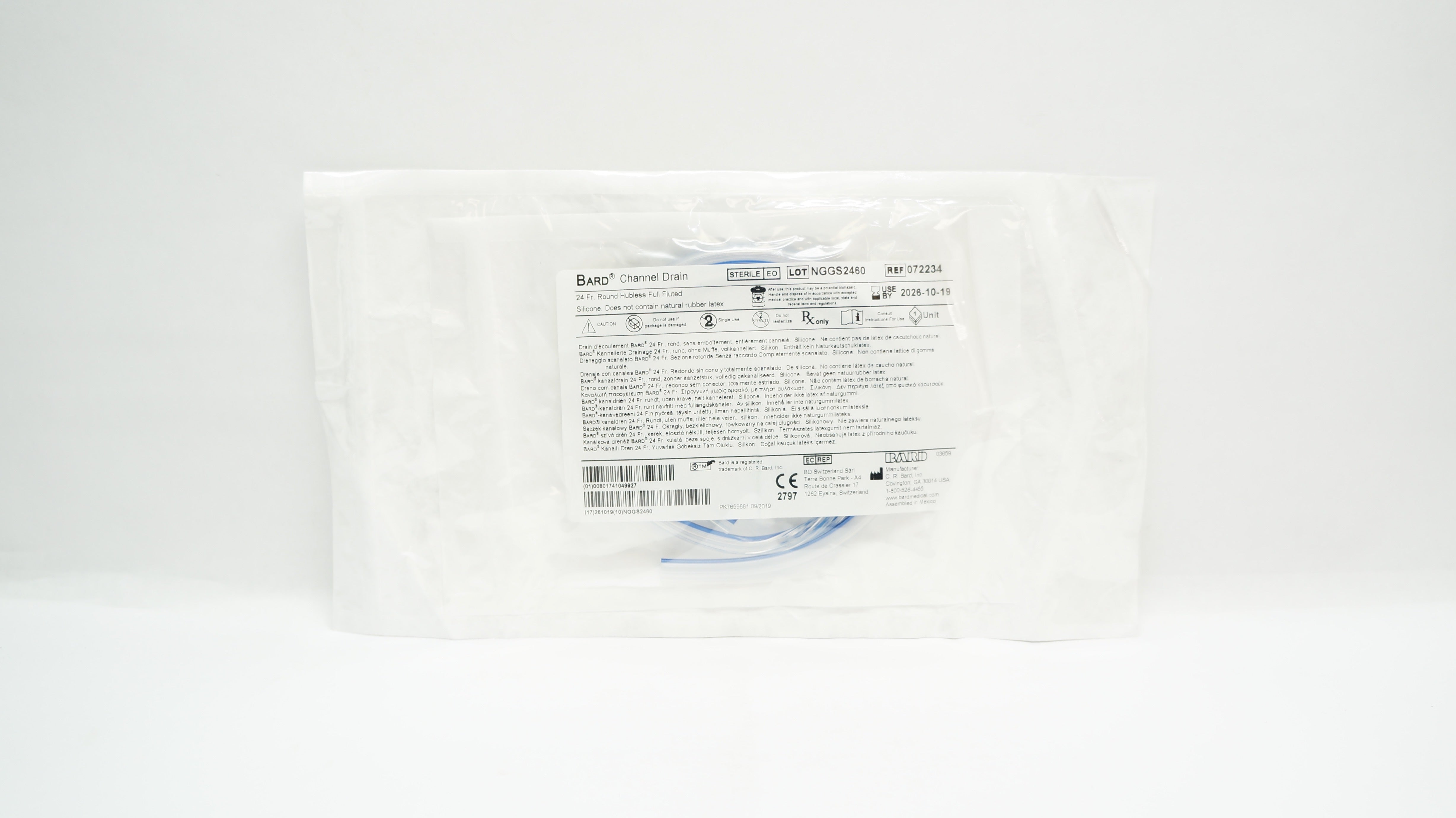 Bard 072234 Channel Drain 24 Fr. Round Hubless Full Fluted