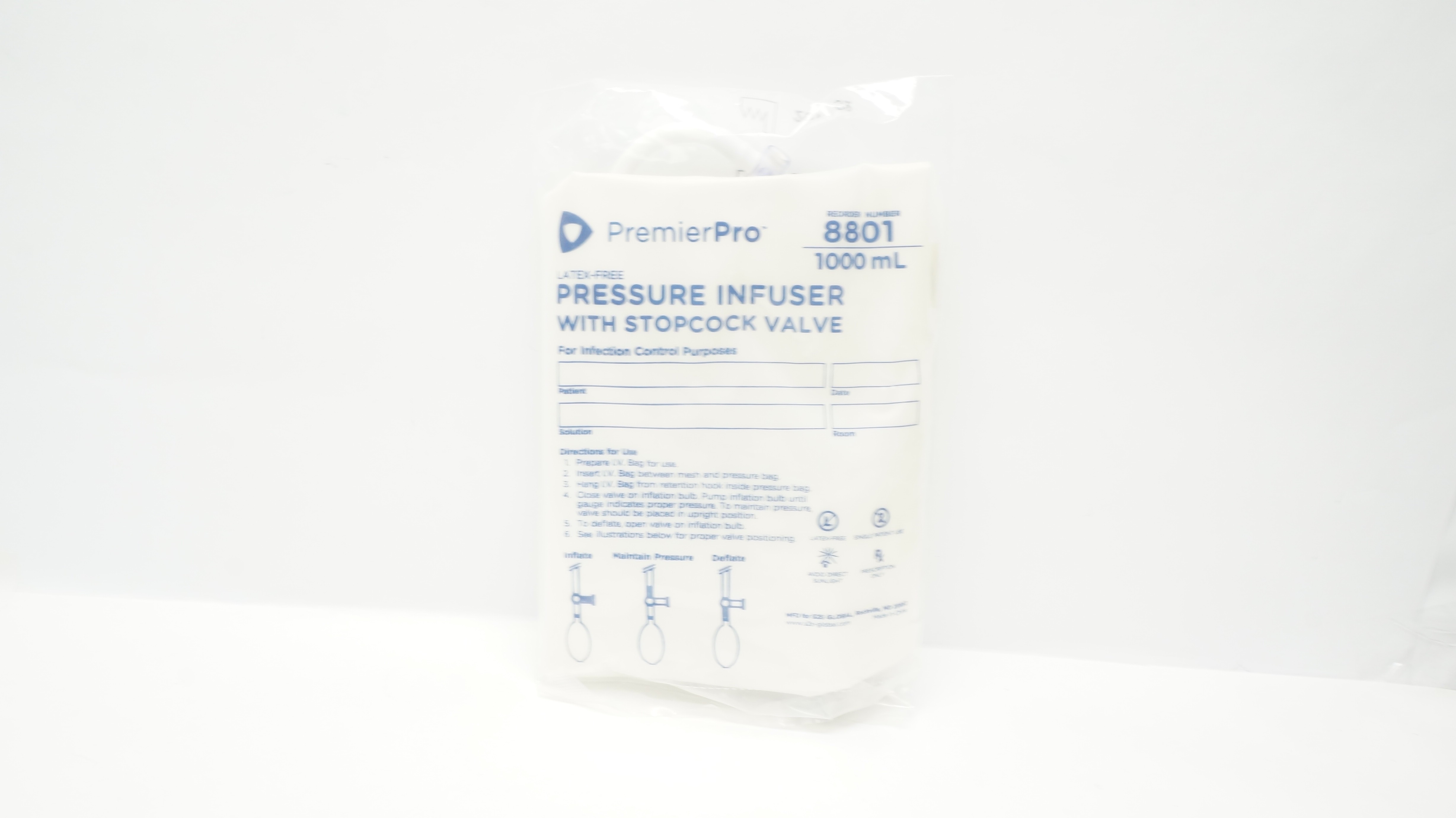 S2S Global 8801 PremierPro Pressure Infuser with Stopcock Valve 1000mL