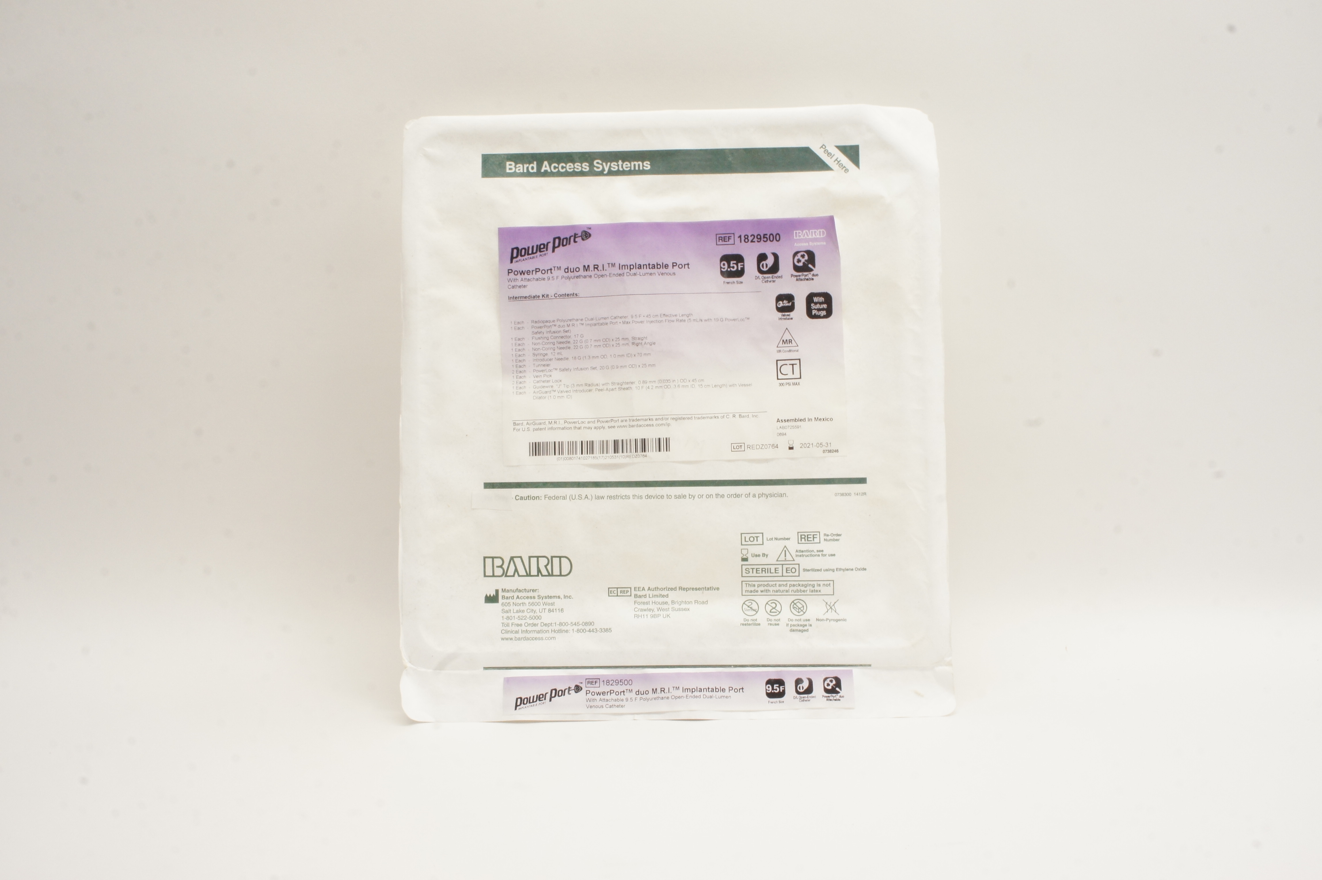 Bard 1829500 PowerPort Duo M.R.I. Implantable Port 9.5F (x)