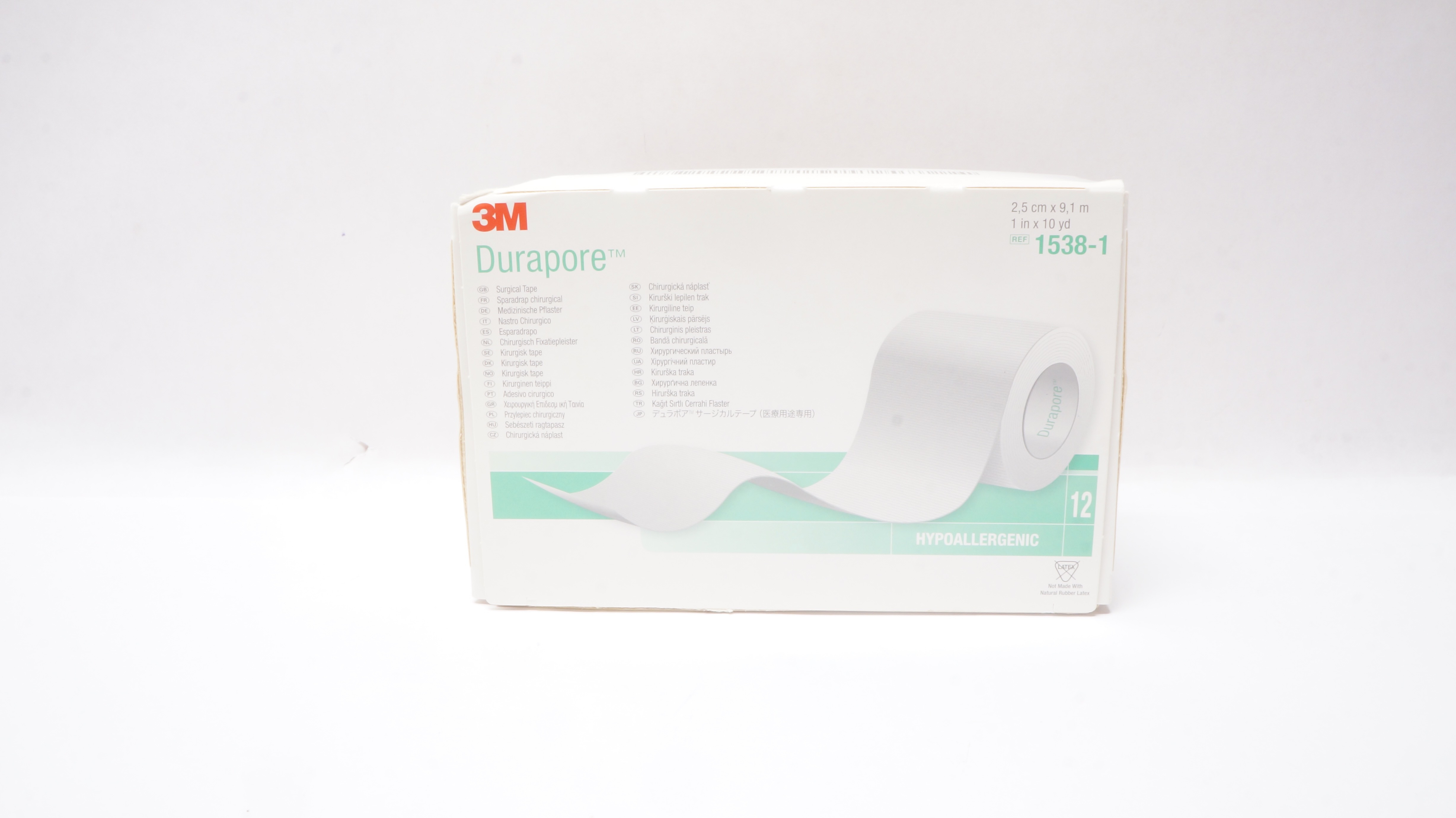 3M 1538-1 Durapore Surgical Tape 1inch x 10yd. (x) - Box of 12