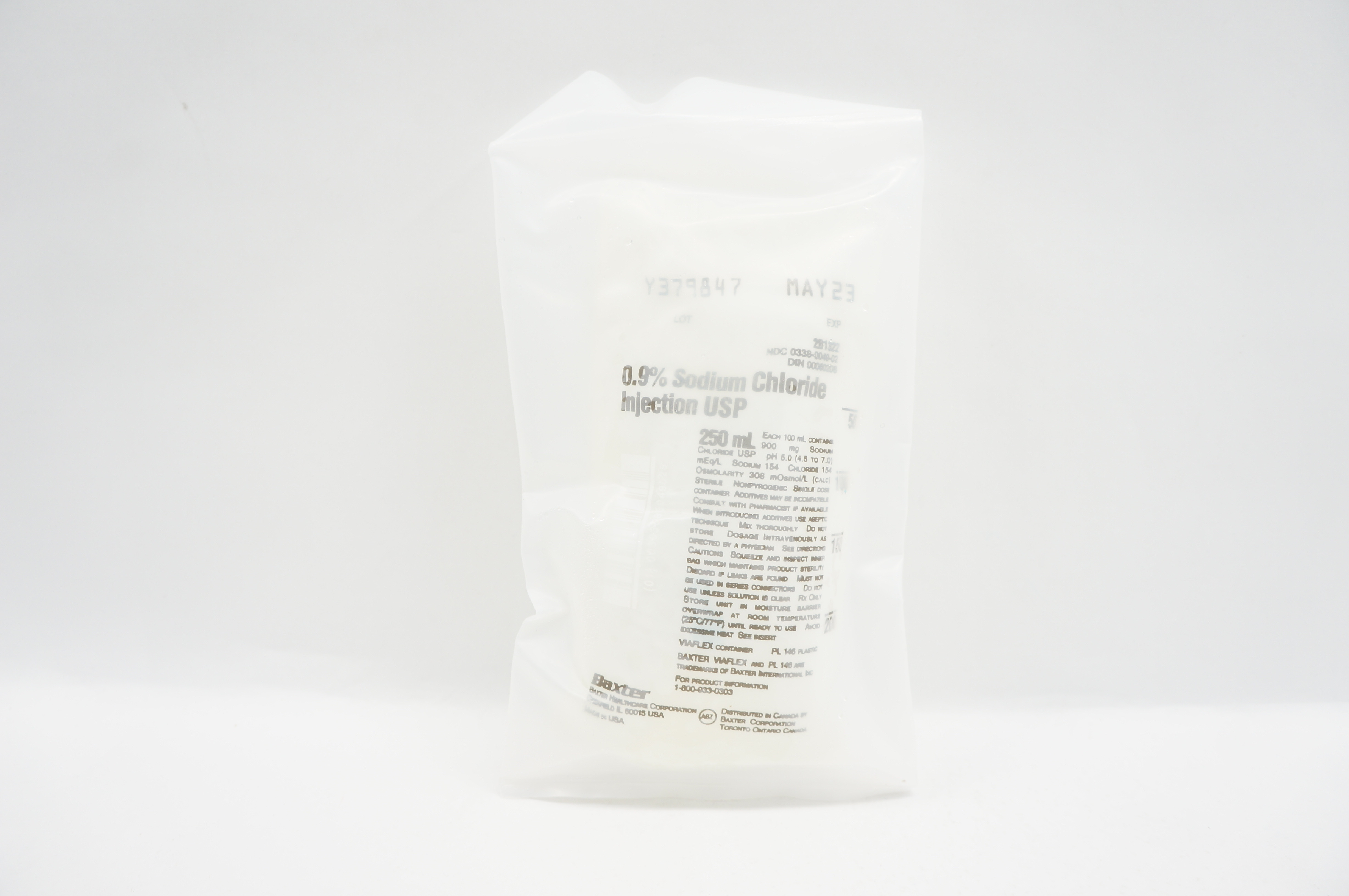 Baxter 2B1322 0.9% Sodium Chloride Injection USP 250mL