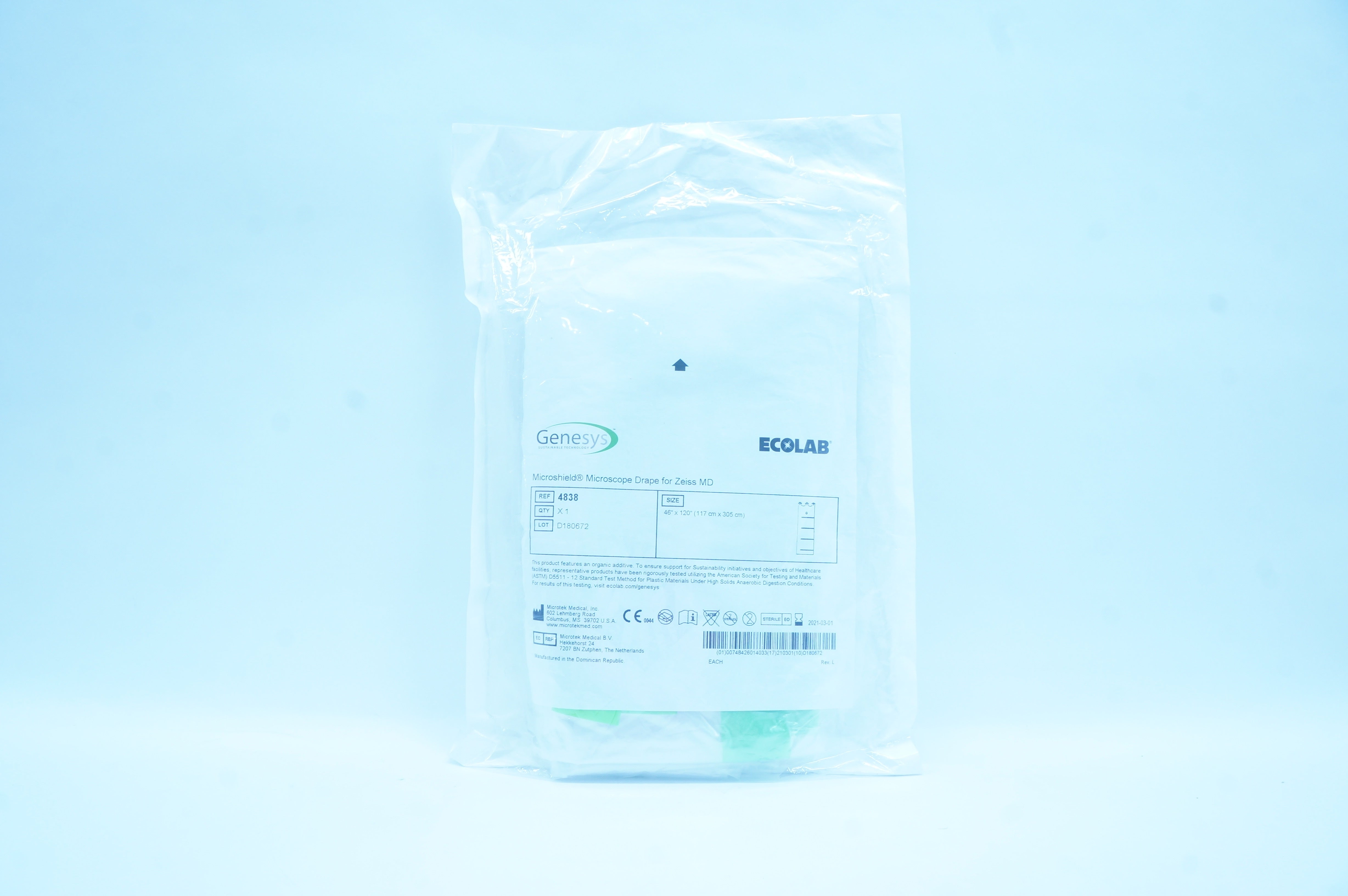 Microtek 4838 Microshield Microscope Drape for Zeiss MD 46 x 120inch (x)