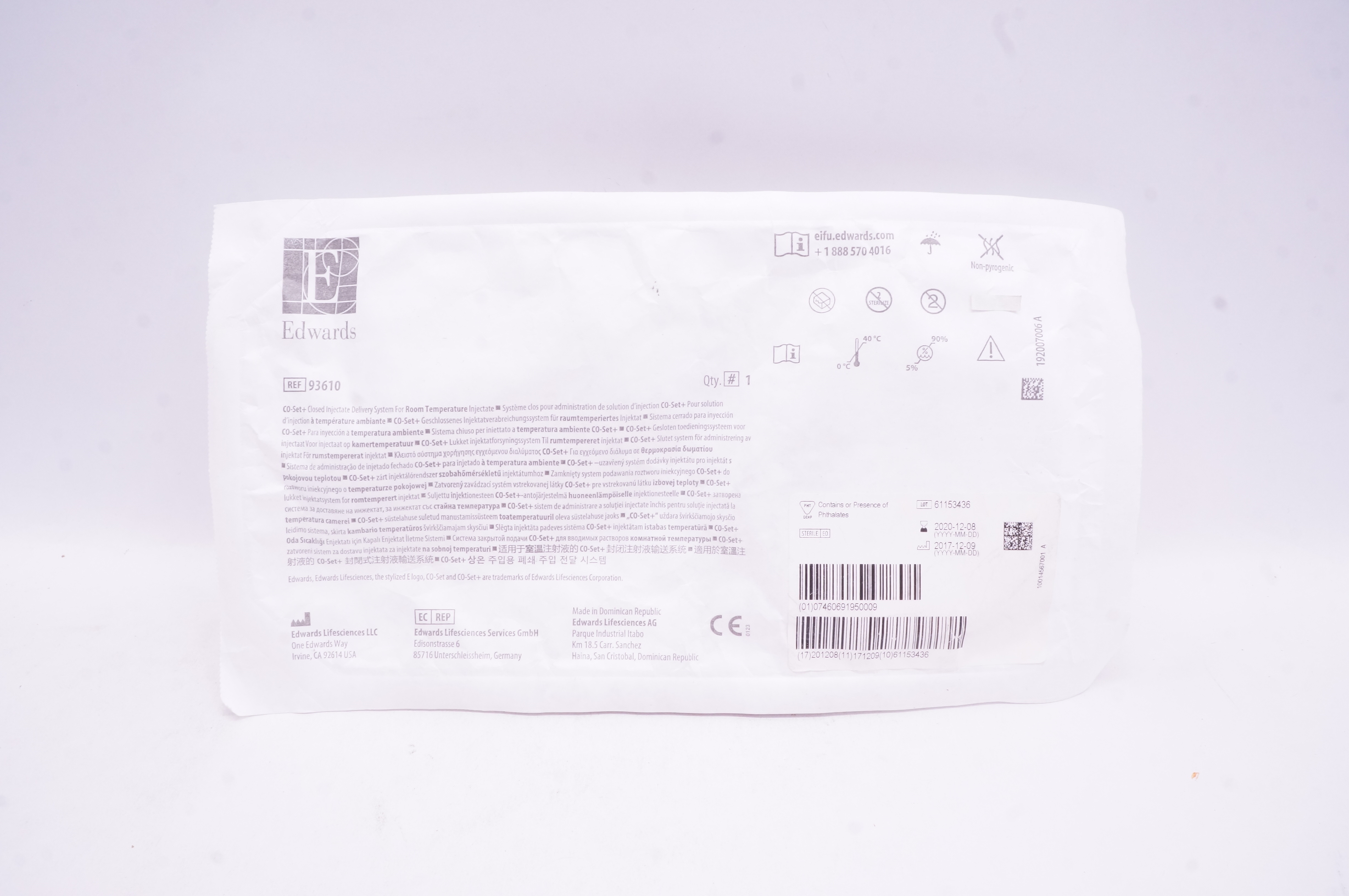 Edwards Lifesciences 93610 CO-Set+Closed Injectate Delivery System (x)