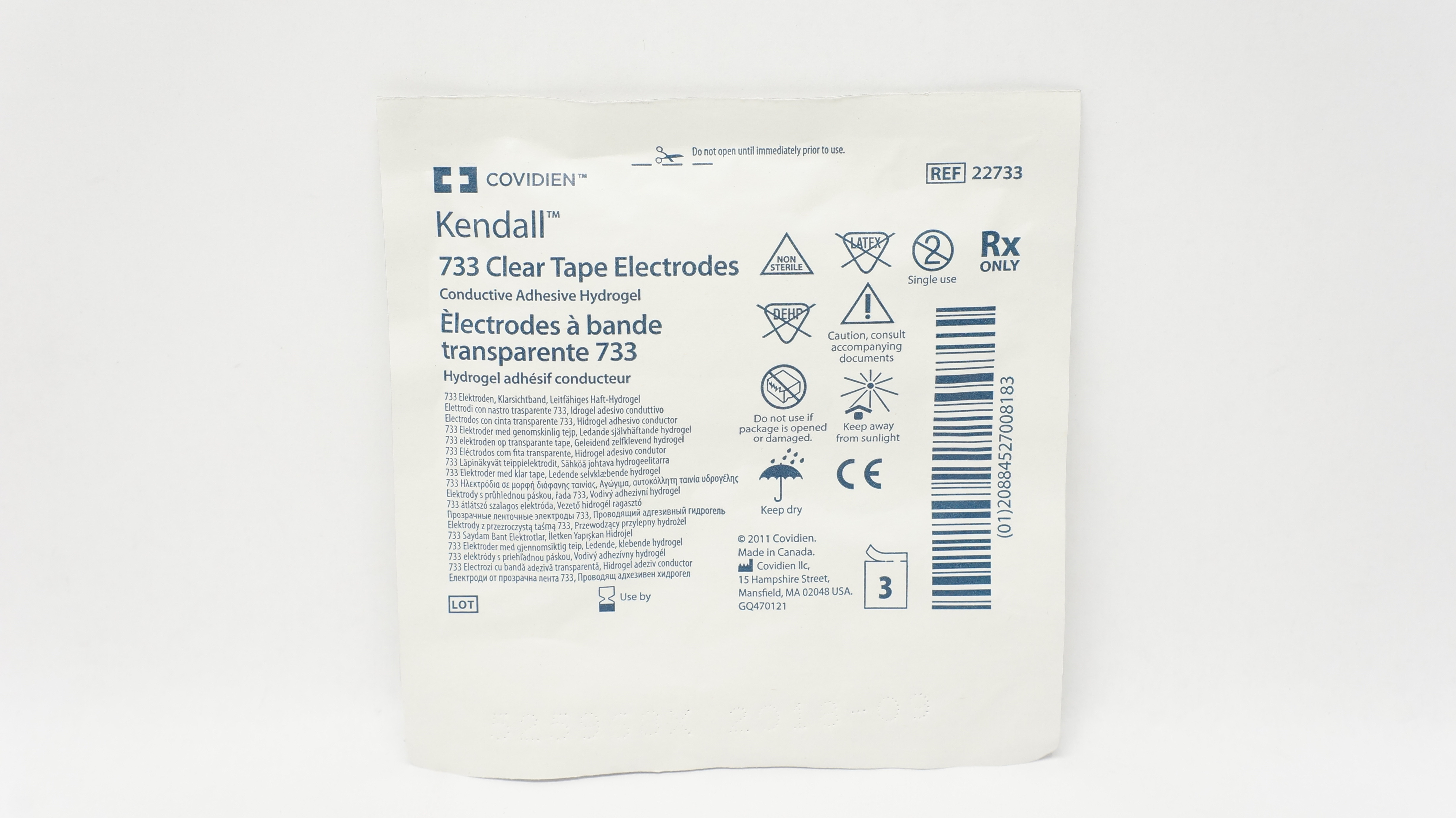 Covidien 22733 Kendall 733 Clear Tape Electrodes (x) - Pack of 3