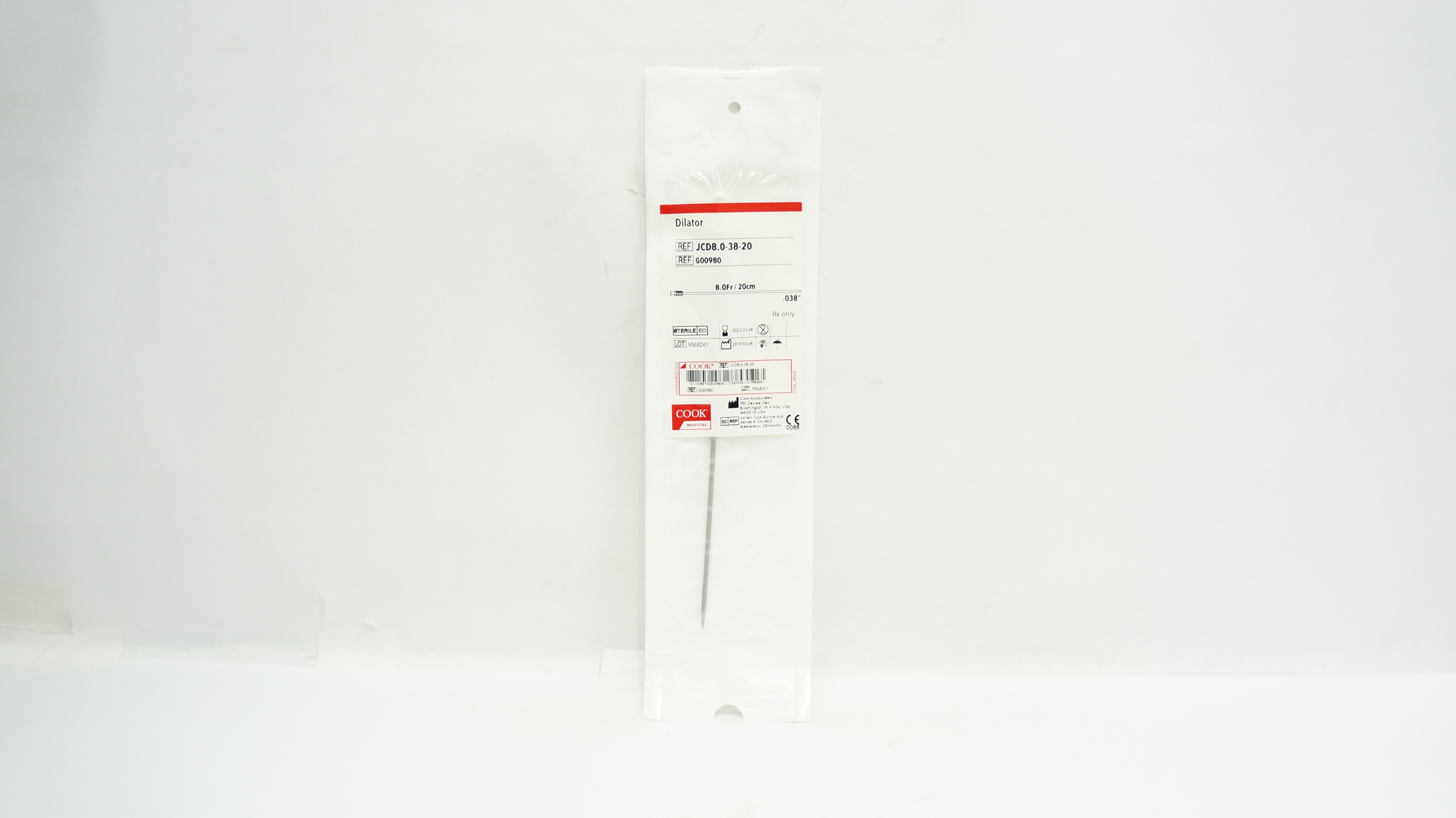 Cook Medical G00980 Dilator 8.0Fr x 20cm x .038inch (x)