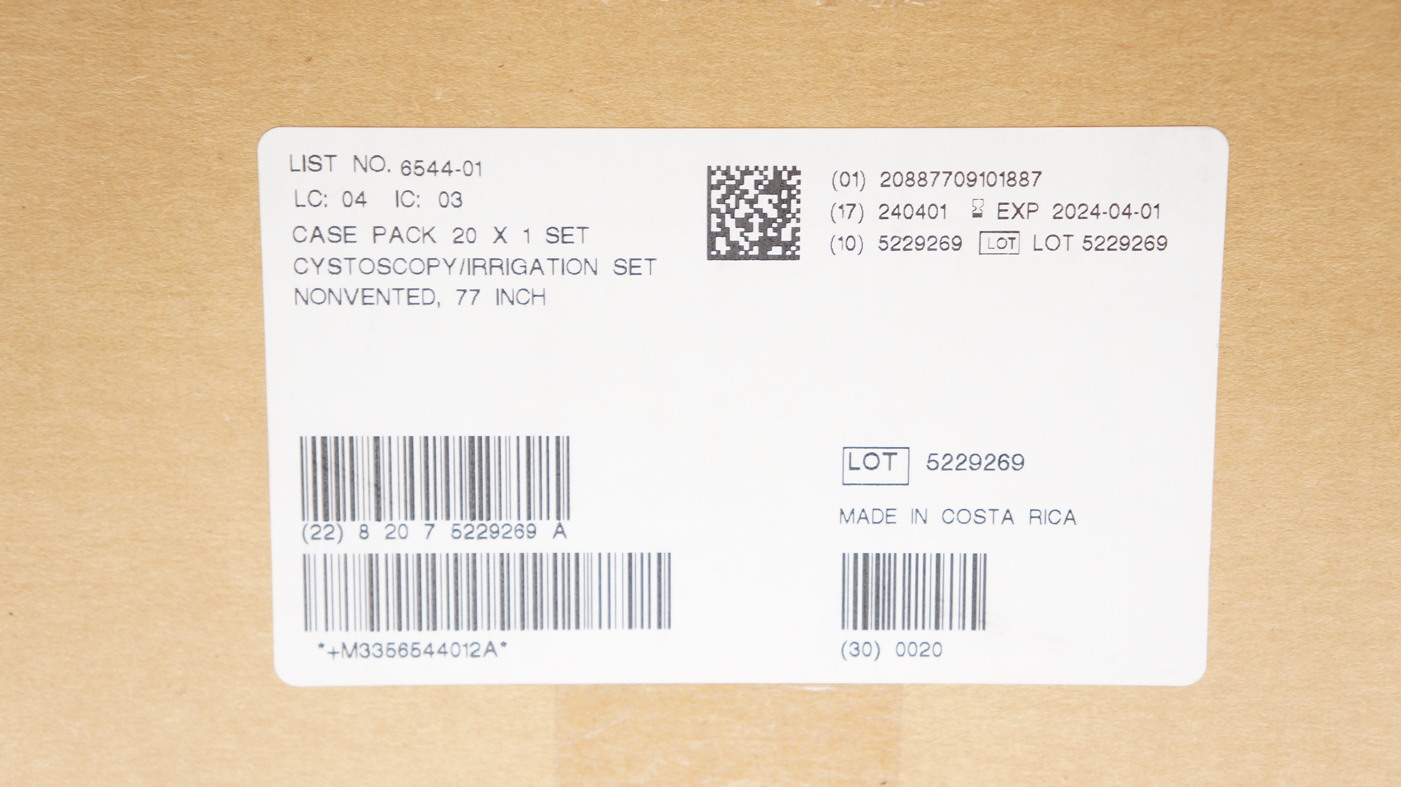 ICU Medical 6544-01 Cystoscopy Irrigation Set Nonvented, 77inch - Case of 20