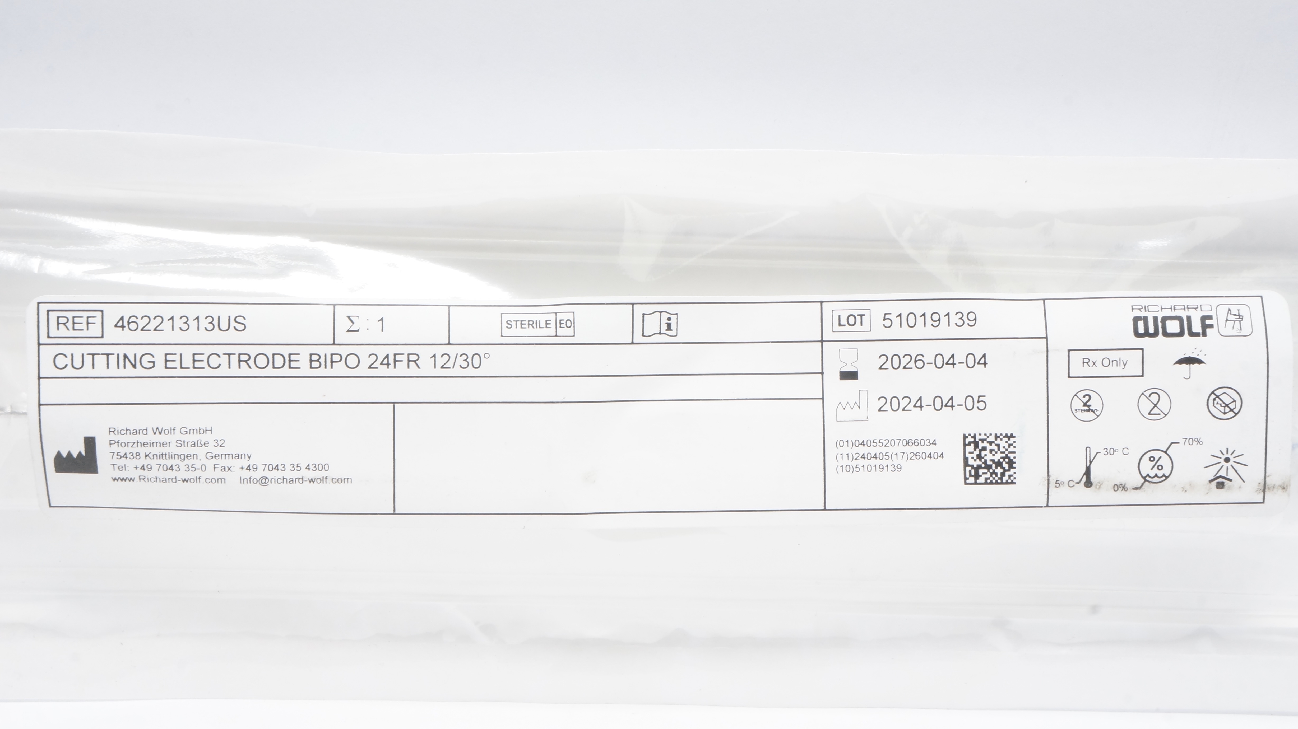 Richard Wolf 46221313US Cutting Electrode Bipo 24Fr, 12/30 Degree