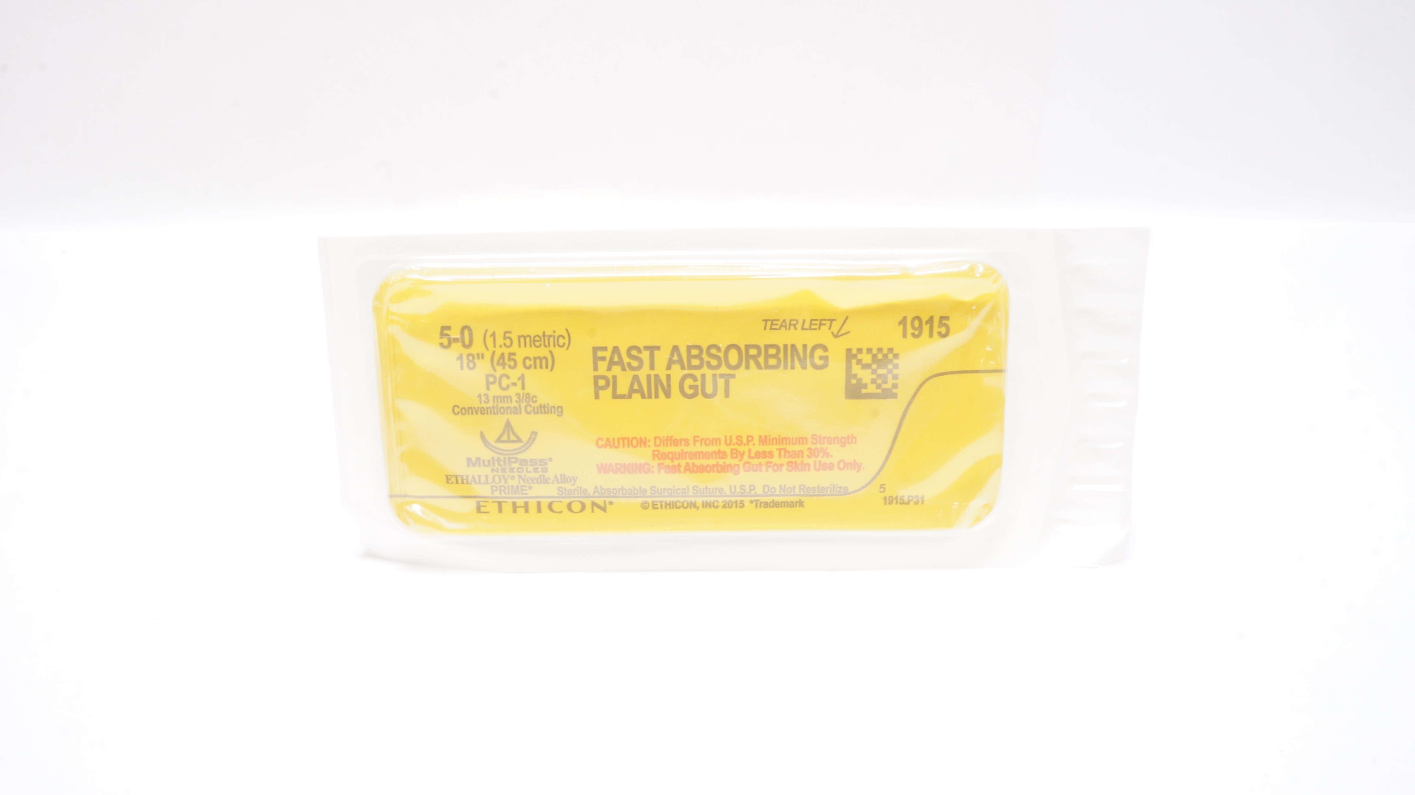 Ethicon 1915 5-0 Plain Gut, PC-1, 13mm 3/8c Conventional Cutting, 18inch