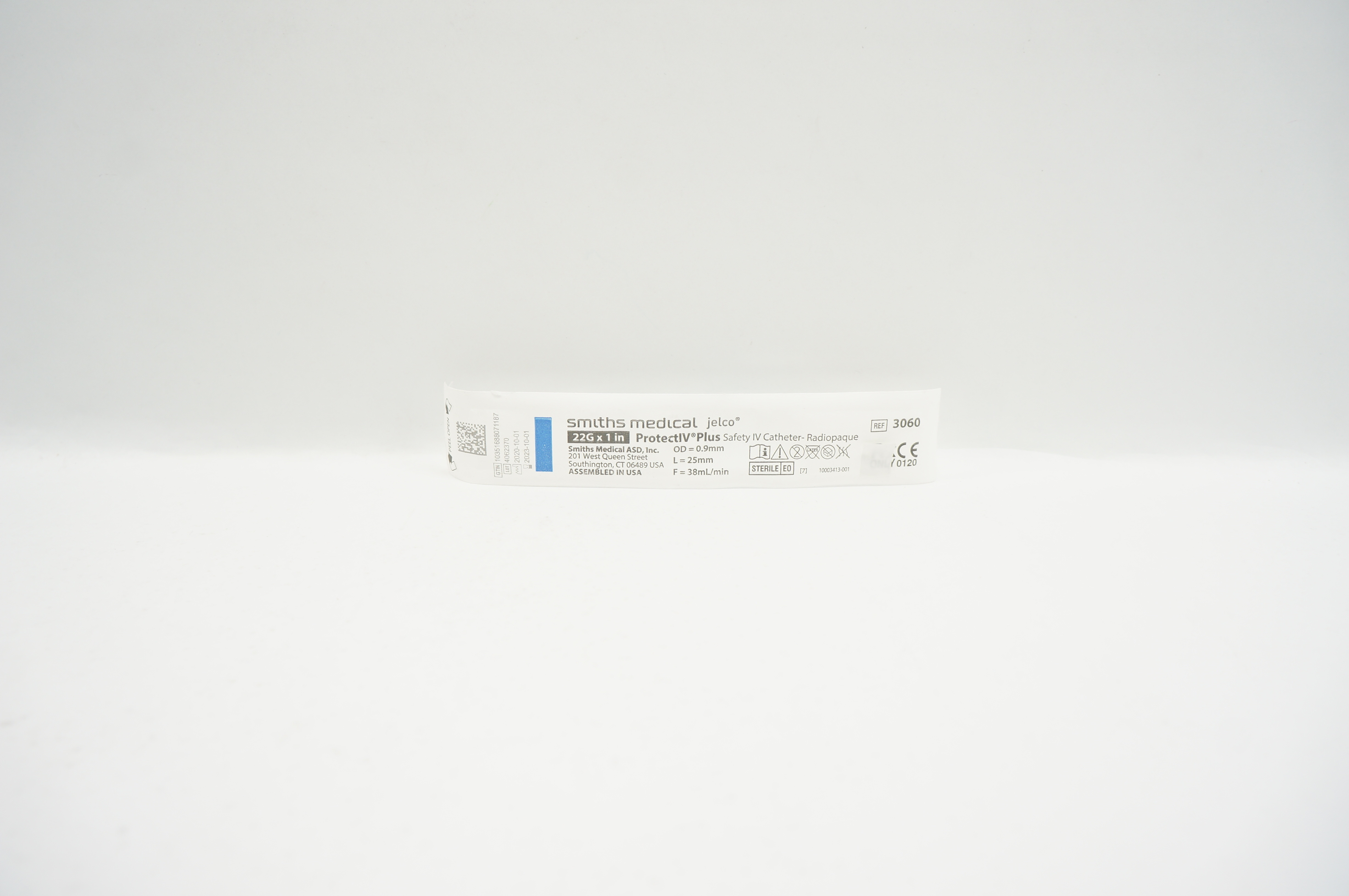 Smiths Medical 3060 Jelco ProtectIV Plus Safety Cath. 22G x 1inch 38ml/min
