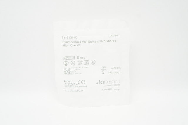 ICU Medical CH-63 20mm Vented Vial Spike with 5Micron Filter, Clave