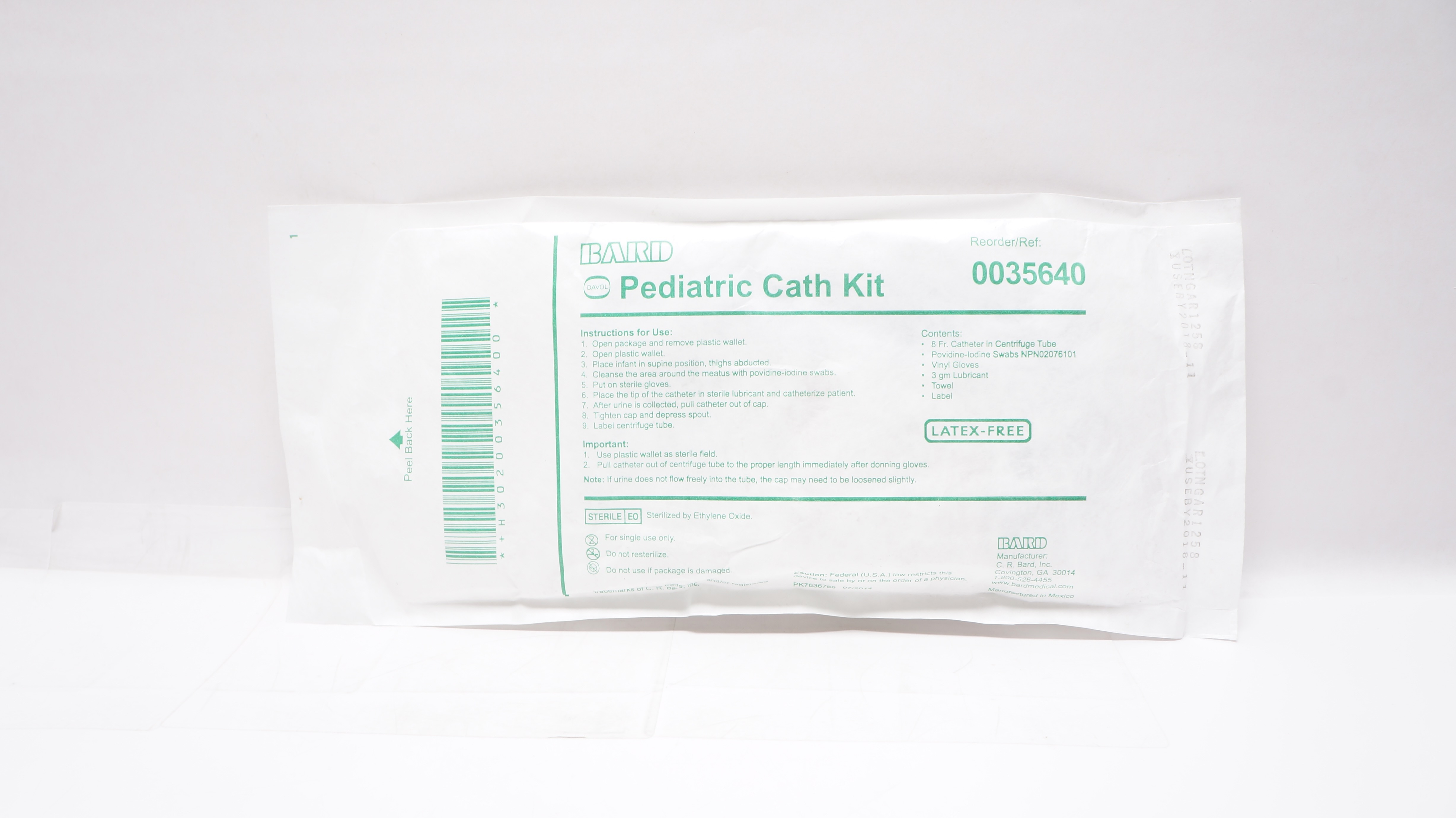 Bard 0035640 Pediatric Cath. Kit 8Fr (x)