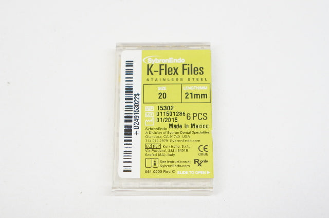 SybronEndo 15302 K-Flex Files Stainless Steel, Size 20, Length 21mm - Pack of 6
