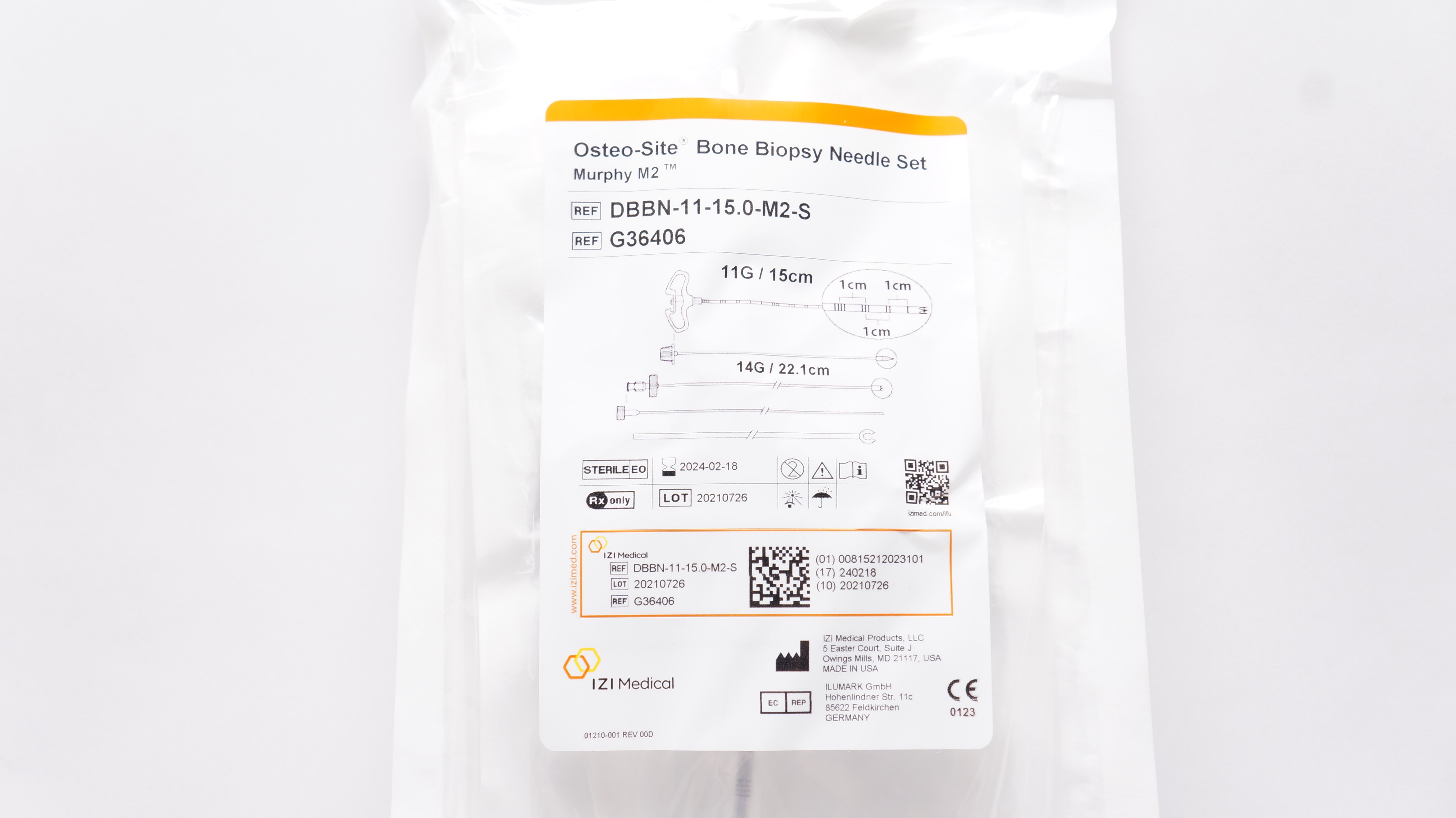 IZI Medical G36406 Osteo-Site Bone Biopsy Ndle Set 11G/15cm 14G/22.1cm