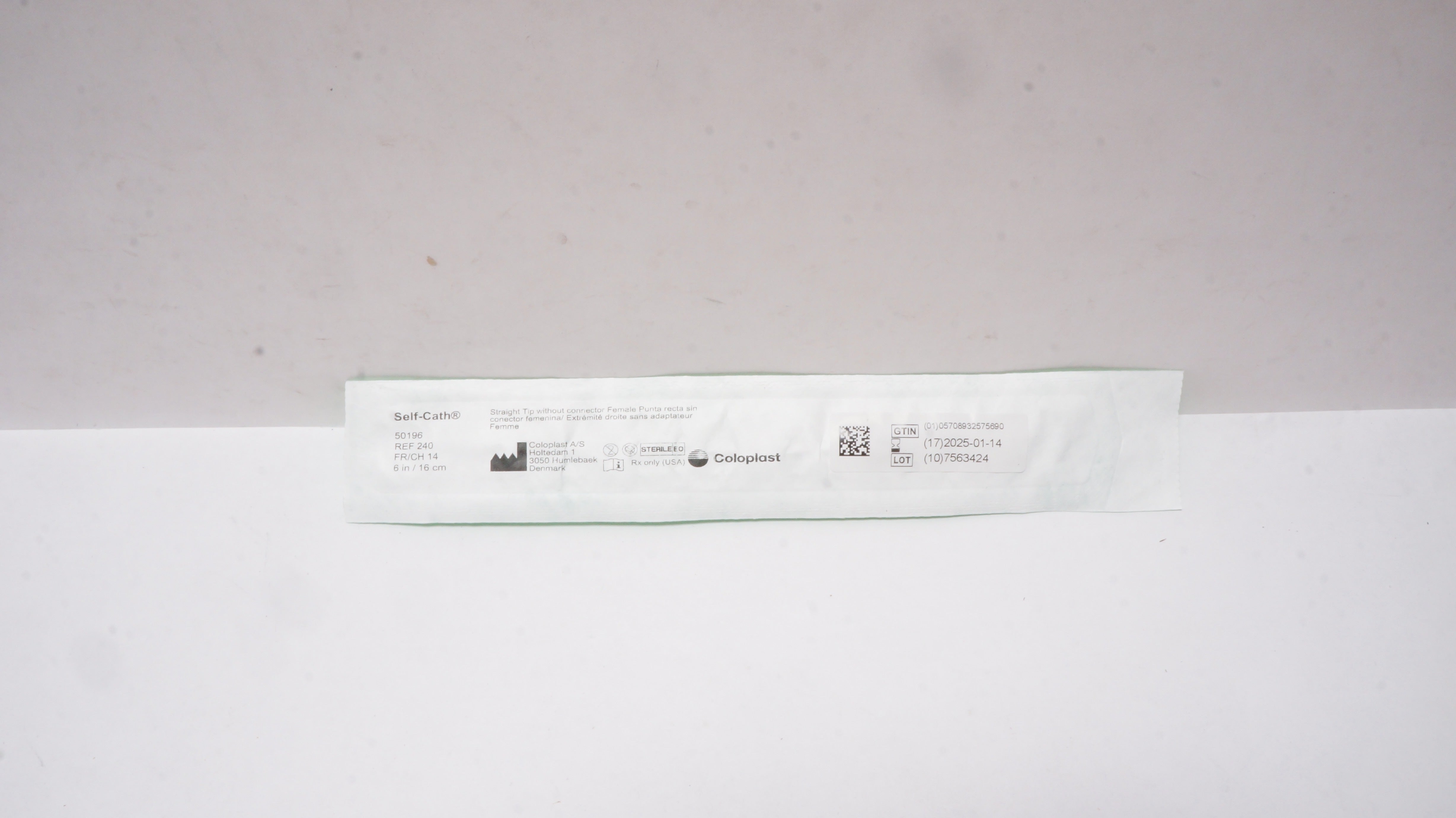 Coloplast 240 Self-Cath Urinary Cath. Straight Tip 14Fr/Ch x 6inch
