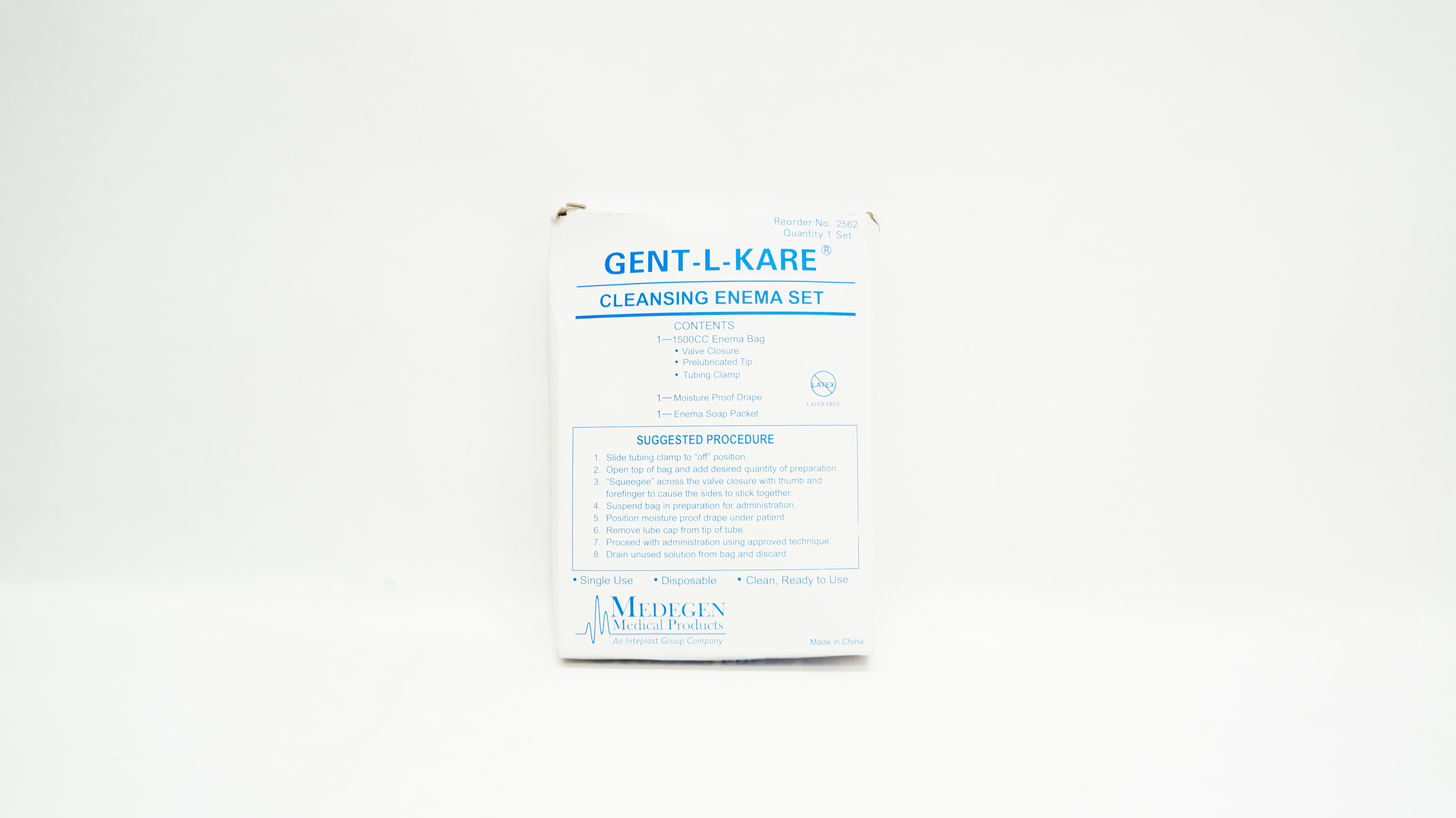 Medegen Medical 2562 Gent-L-Kare Cleansing Enema Set w/1500cc Enema Bag