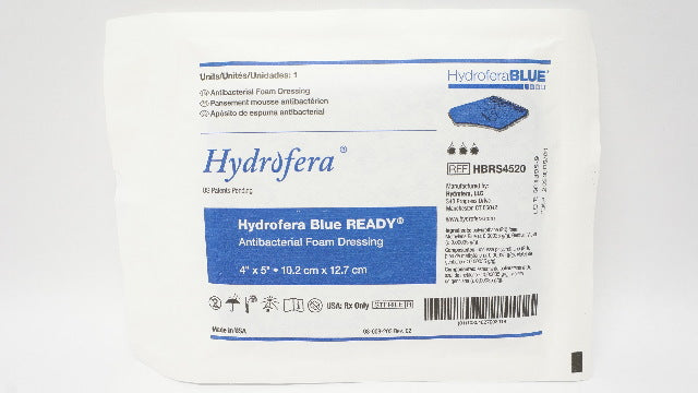 Hydrofera HBRS4520 Blue Ready Antibacterial Foam Dressing 4inch x 5inch