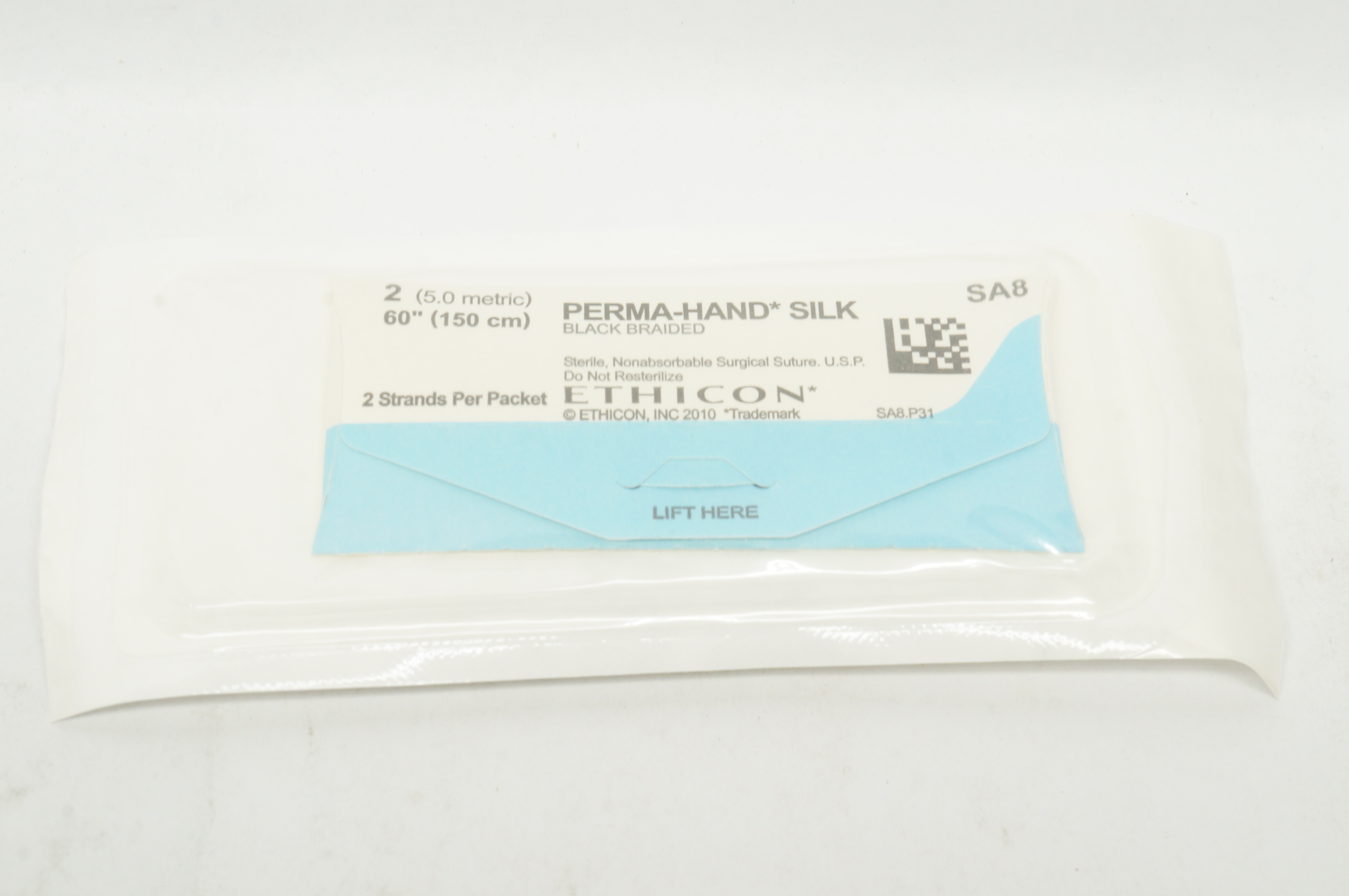 Ethicon SA8 2 Perma-Hand Silk Black Braided Surgical Stre 60 inch (x)