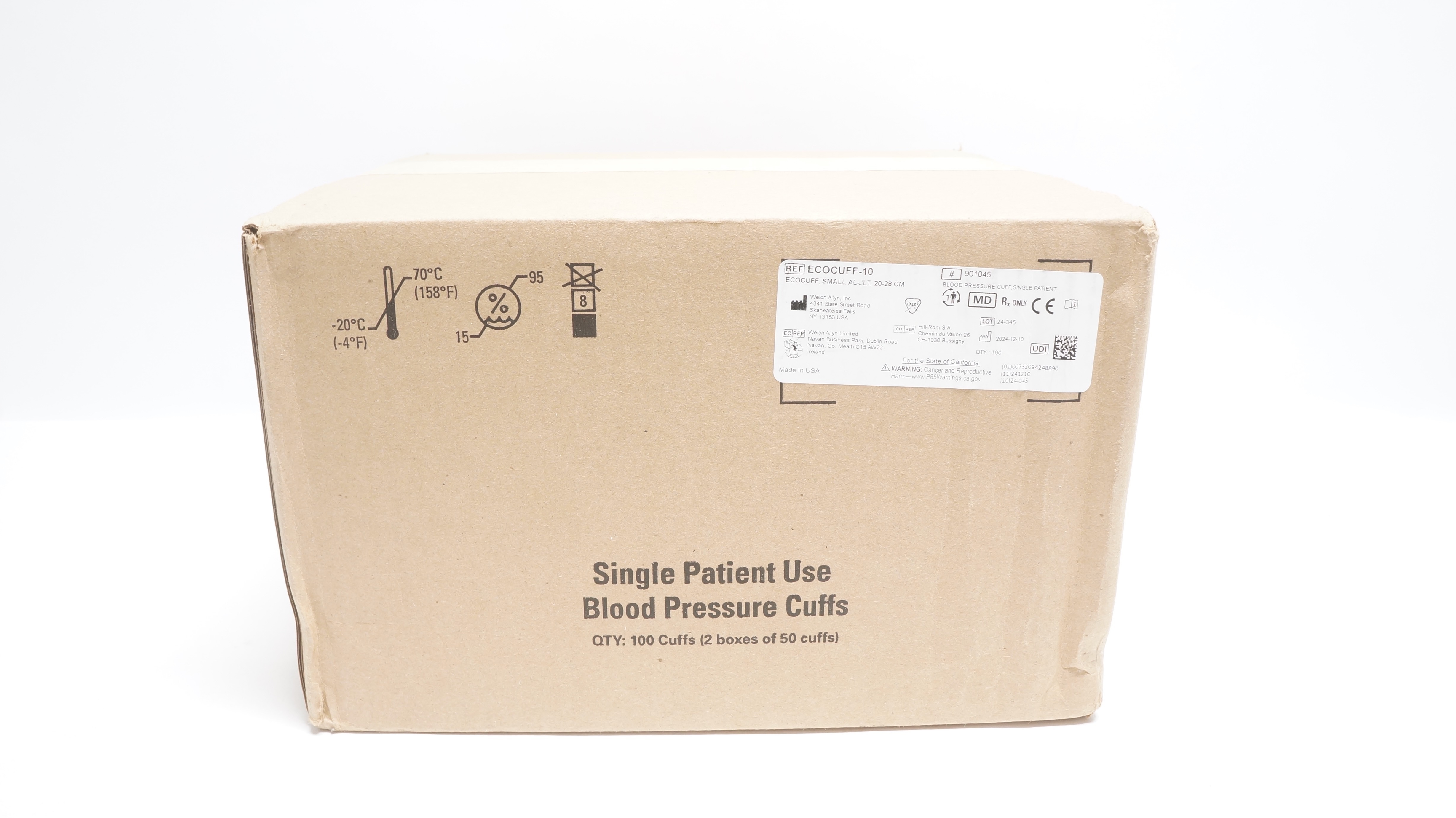 Welch Allyn ECOCUFF-10 Blood Pressure Cuff,Small Adult 20-28cm - Box of 100