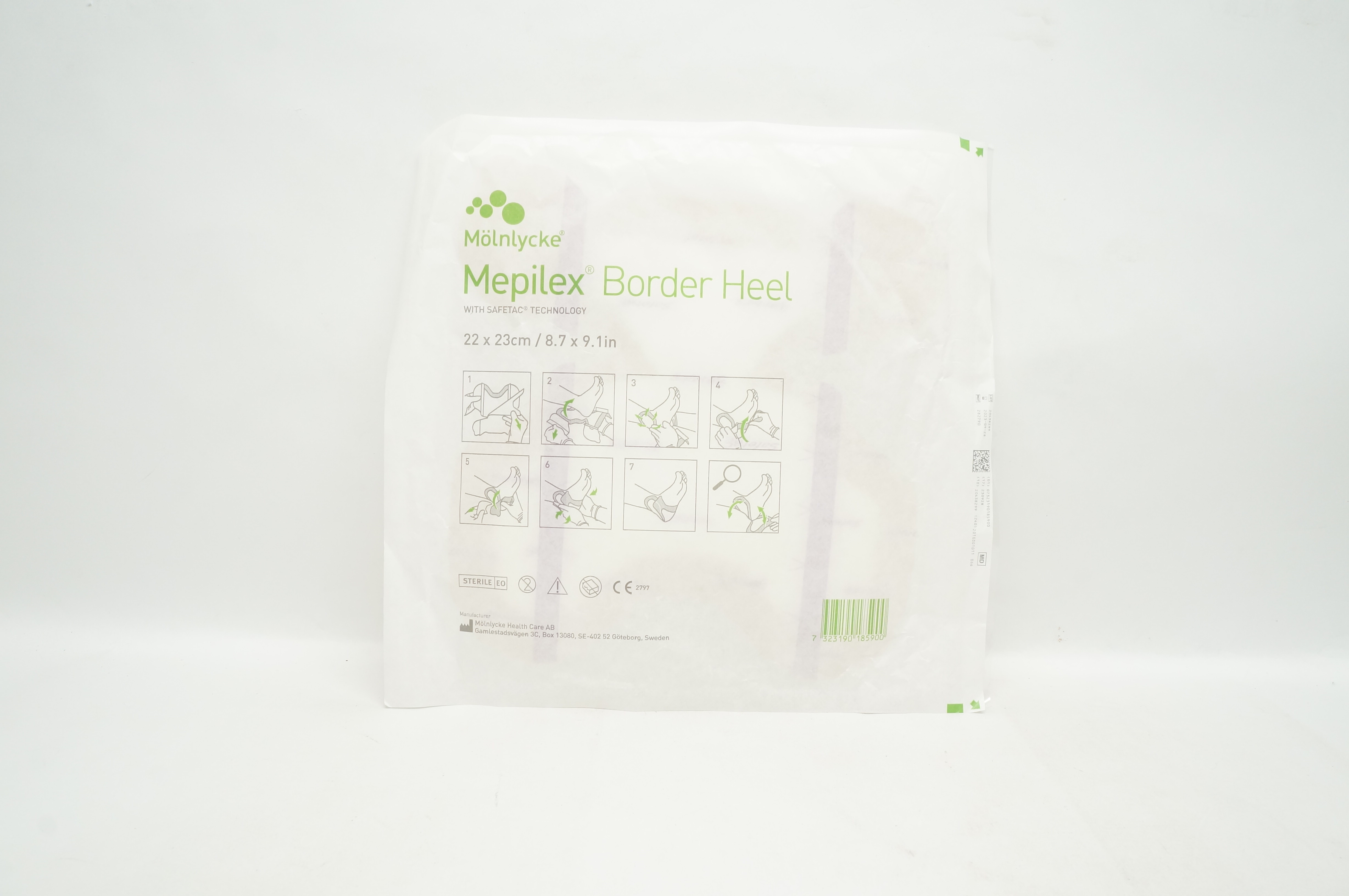 Molnlycke 282790 Mepilex Border Heel W/ Safetac Technology 8.7inch x 9.1inch