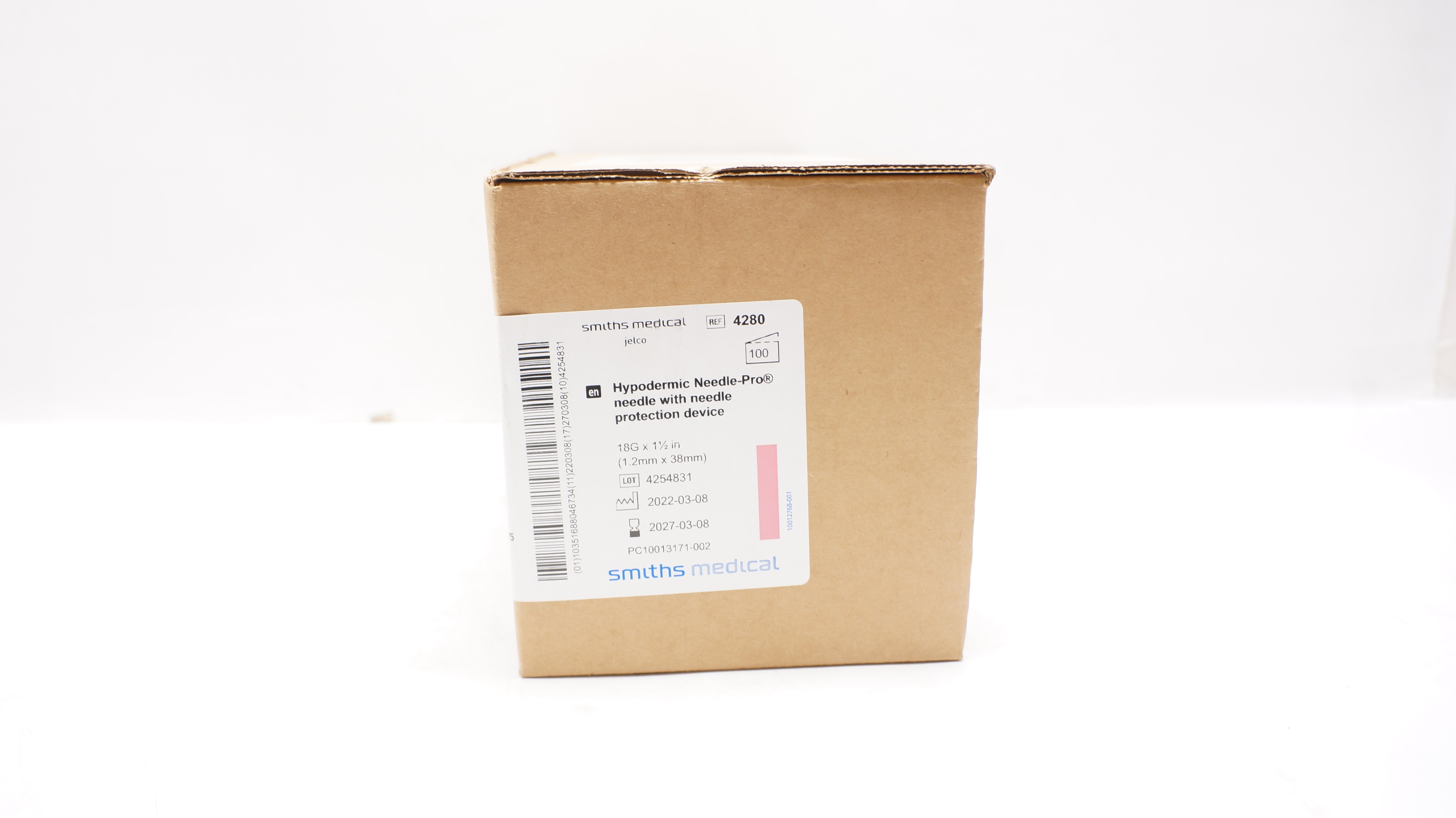 Smiths Medical 4280 Hypodermic Ndle w/Device 18G x 1-1/2 inch - Box of 100
