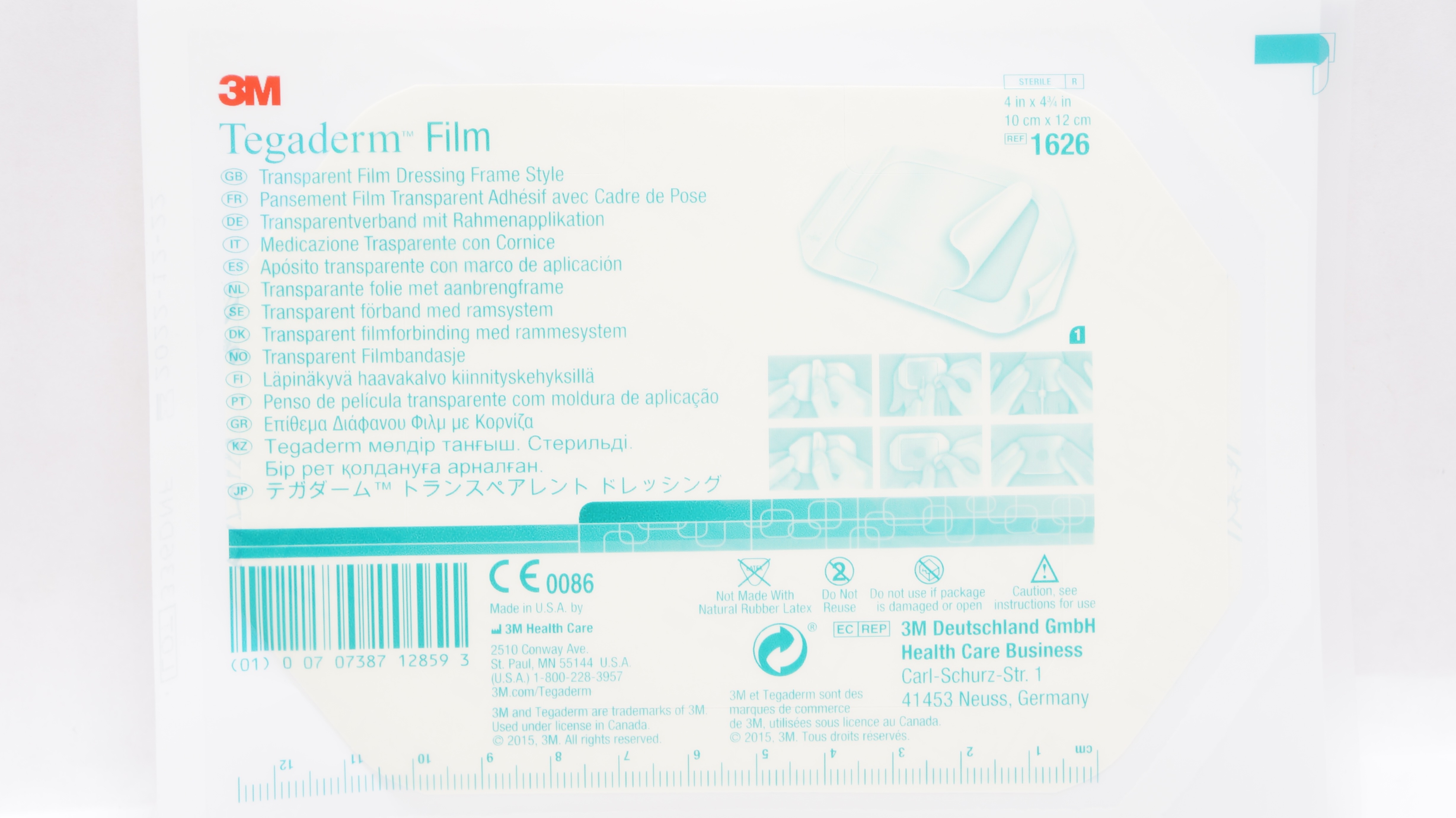3M 1626 Tegaderm Transparent Film Dressing Frame Style 4inch x 4-3/4inch (x)