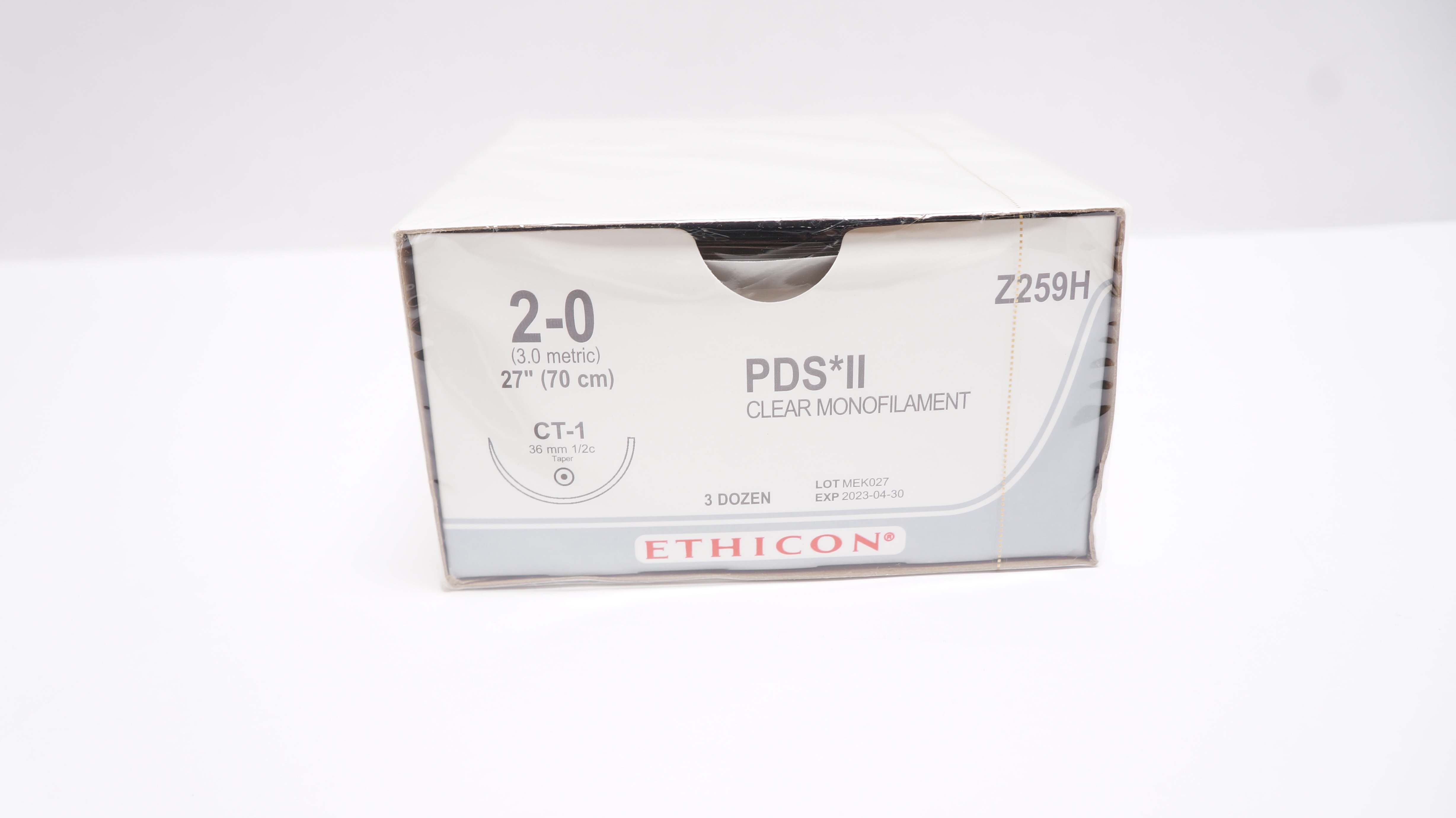 Ethicon Z259H 2-0 PDS II Stre CT-1 36mm 1/2c Taper 27inch (x) - Box of 36