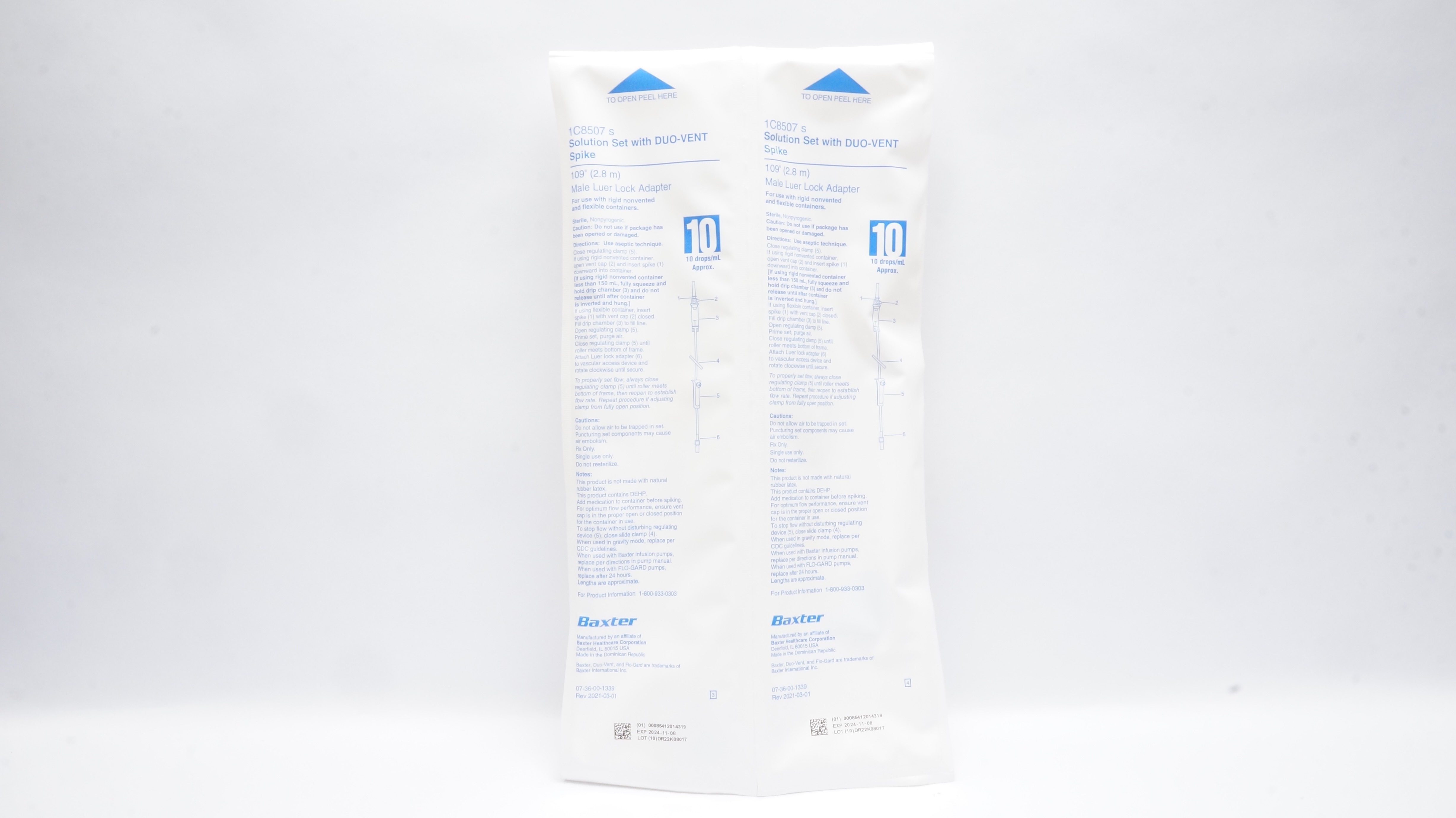 Baxter 1C8507s Solution Set w/DUO-VENT Spike 109inch, 10drops/mL (x) - Lot of 2
