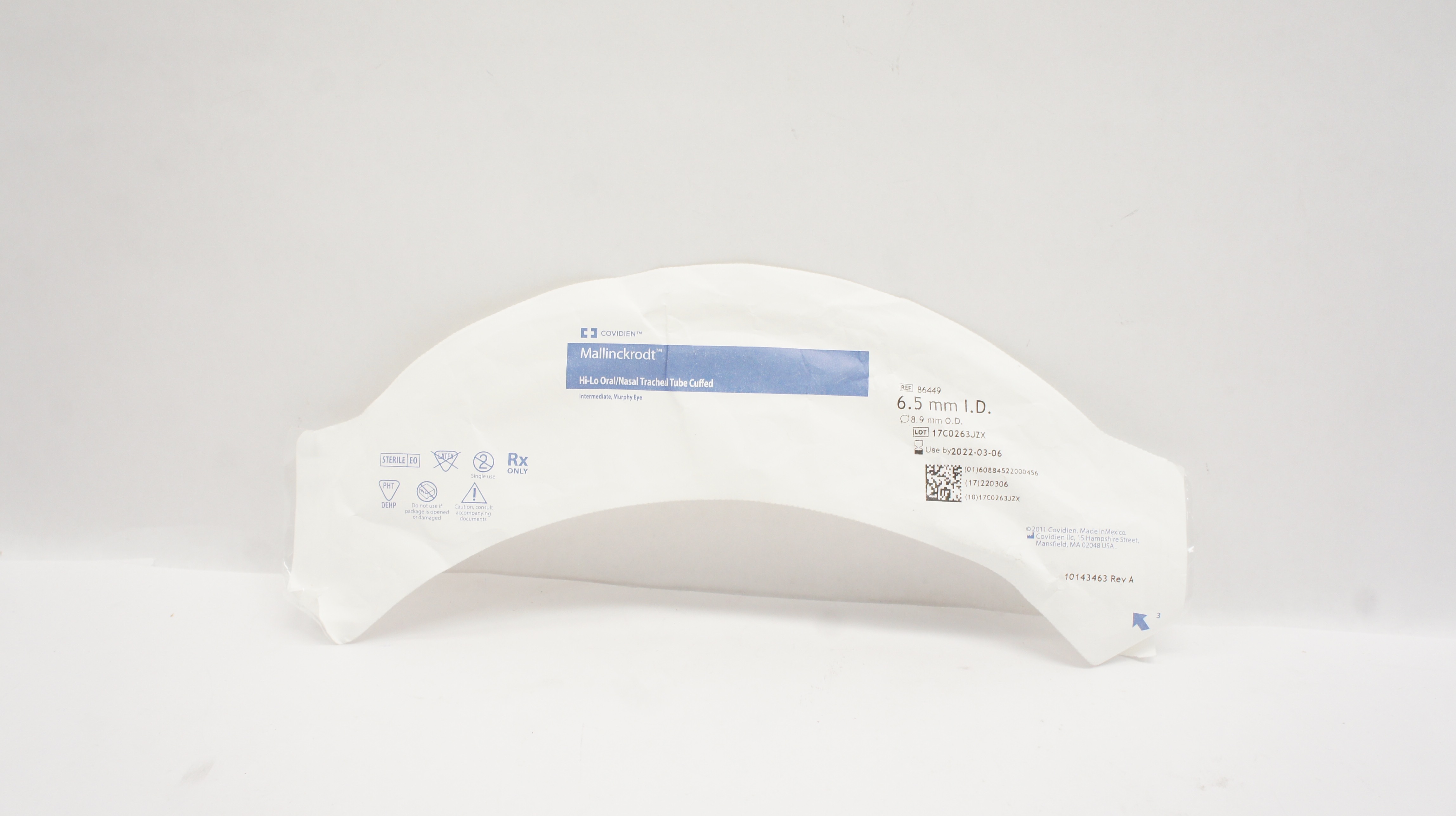 Covidien 86445 Shiley Hi-Lo Oral/Nasal Tracheal Tube Cuffled, 4.5mm x 6.2mm (x)