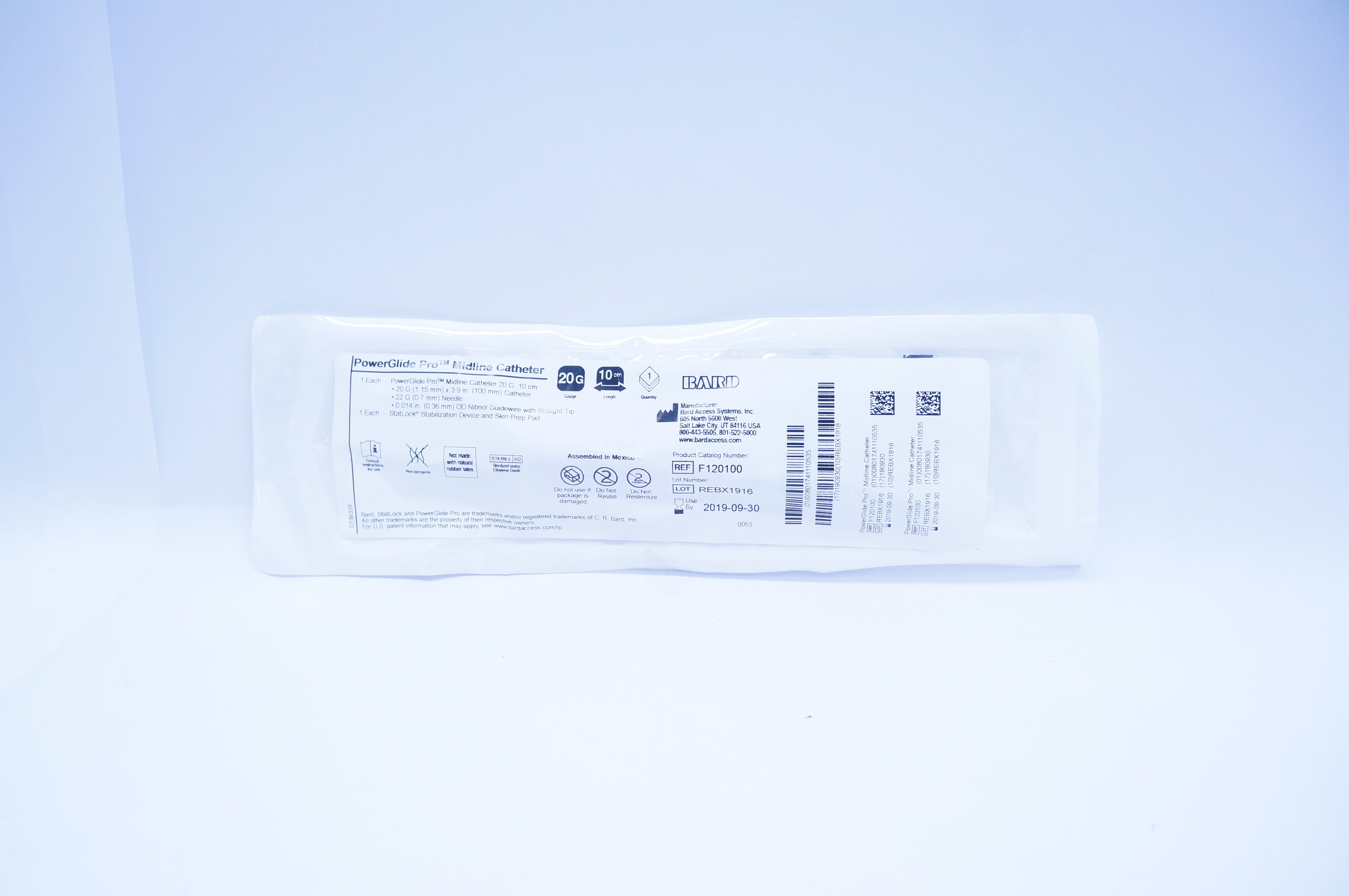 Bard F120100 Power Glide Pro Midline Cath. 20G x 10cm (x)