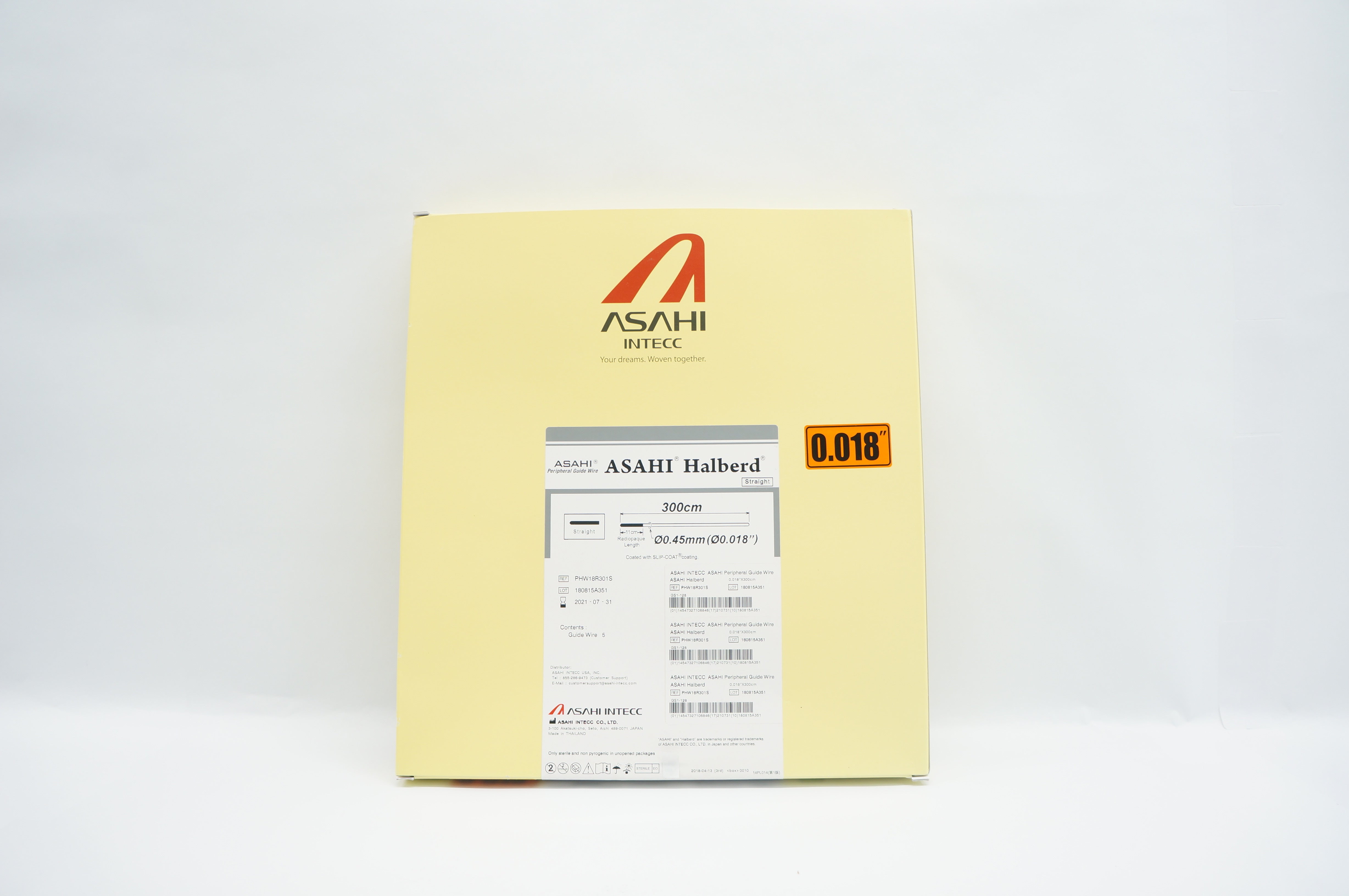 Asahi Intecc PHW18R301S Peripheral Guide Wire 0.018in. x 300 cm - Box of 3 (x)