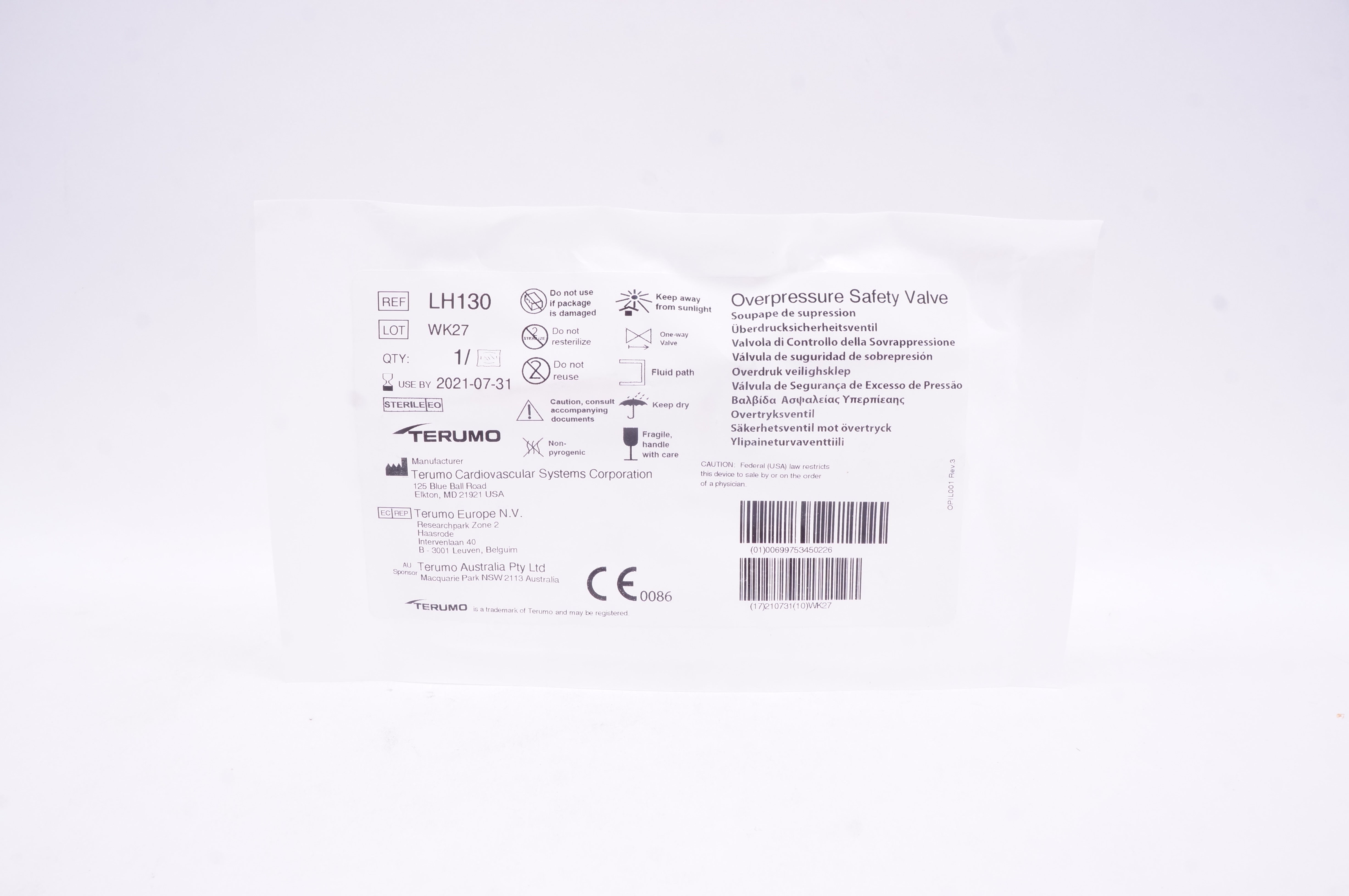 Terumo LH130 Overpressure Safety Valve