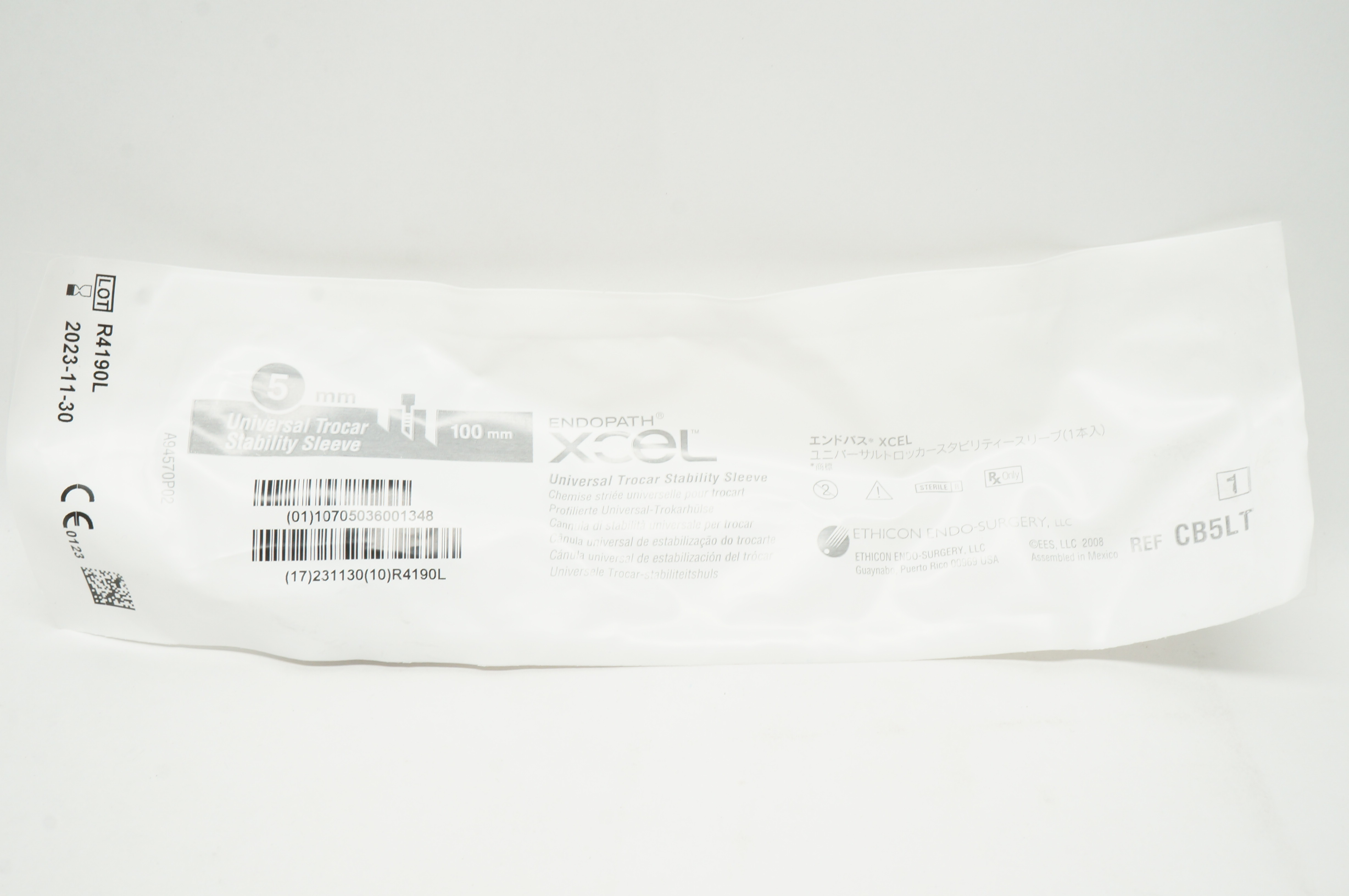 Ethicon CB5LT Xcel Trocar Sleeve W/ Stability Sleeve 5mm x 100mm