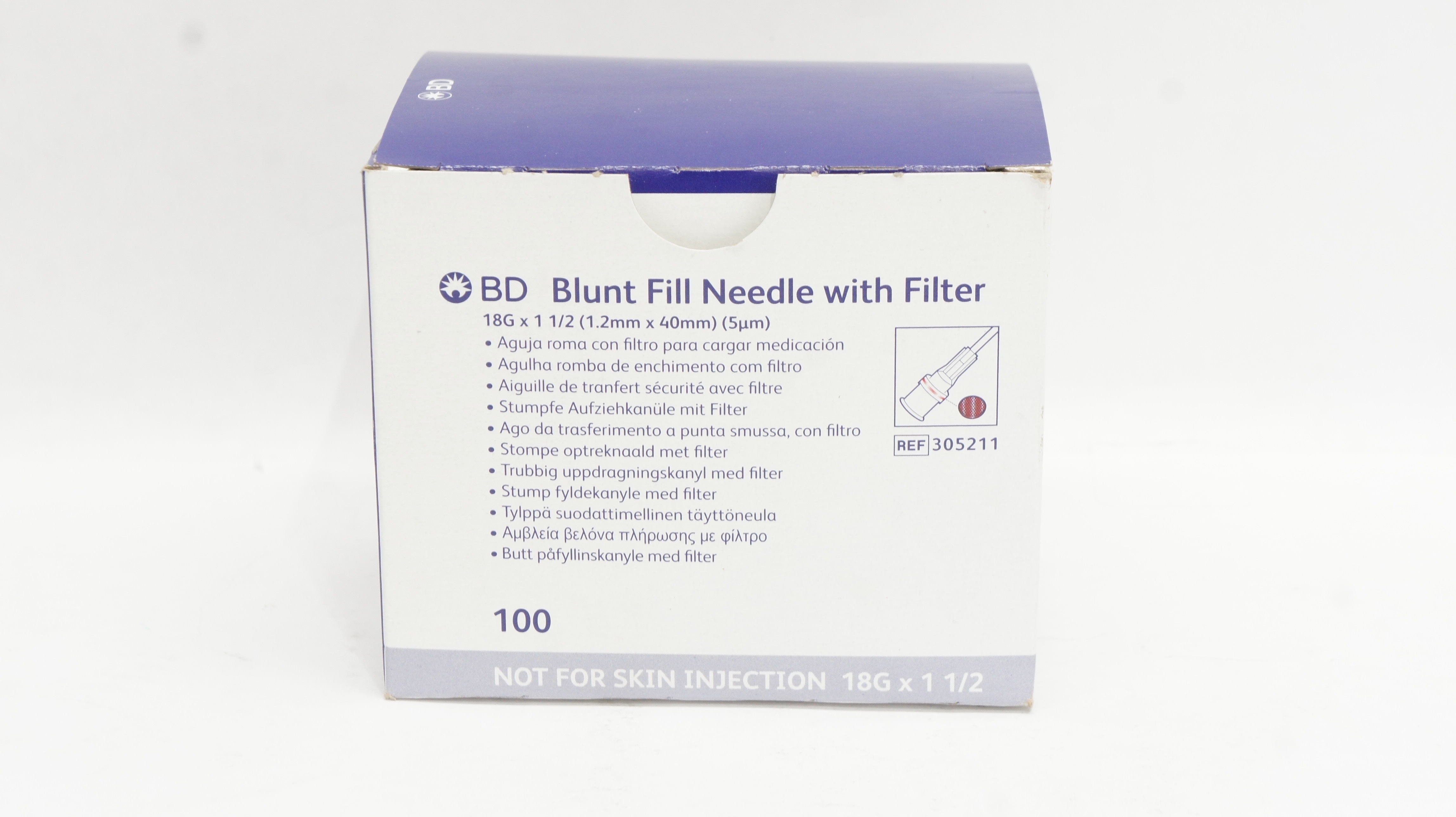BD 305211 Blunt Fill Ndle with Filter 18G x 1-1/2 - Box of 100