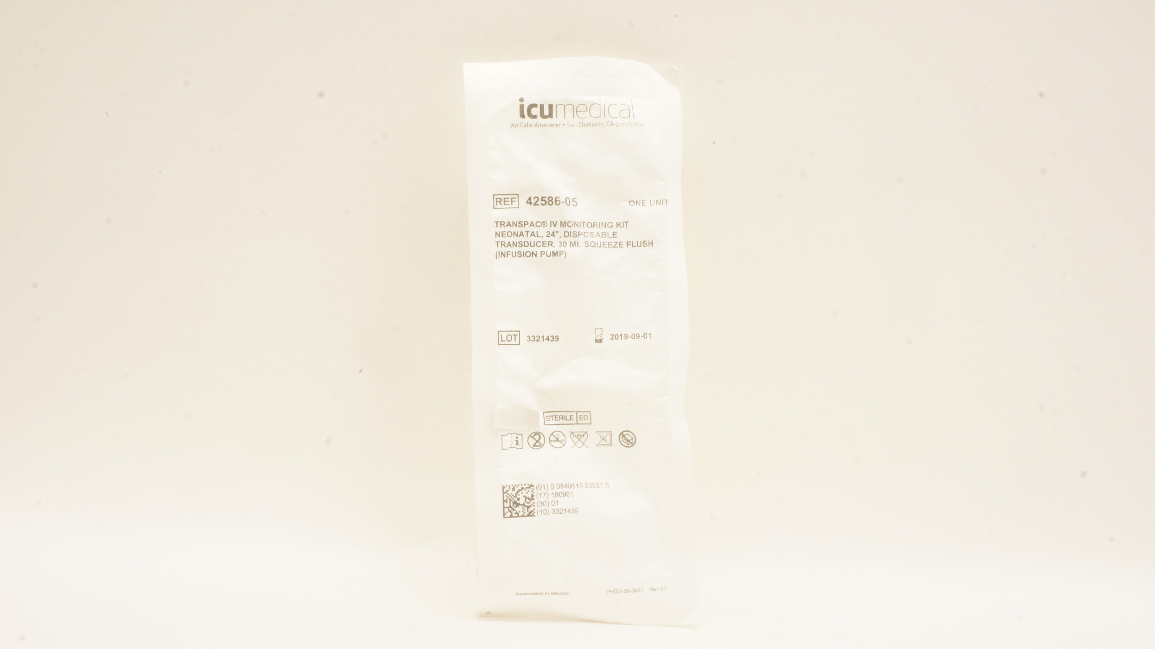 ICU Medical 42586-05 Transpac IV Monitoring Kit Neonatal 24 inch x 30ml (x)