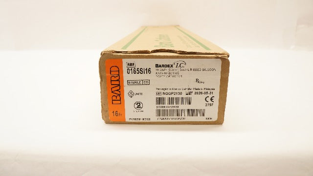 Bard 0165SI16 Bardex IC Anti-Infective Foley Cath. 16Ch/Fr Ribbed Ball-Box of 12