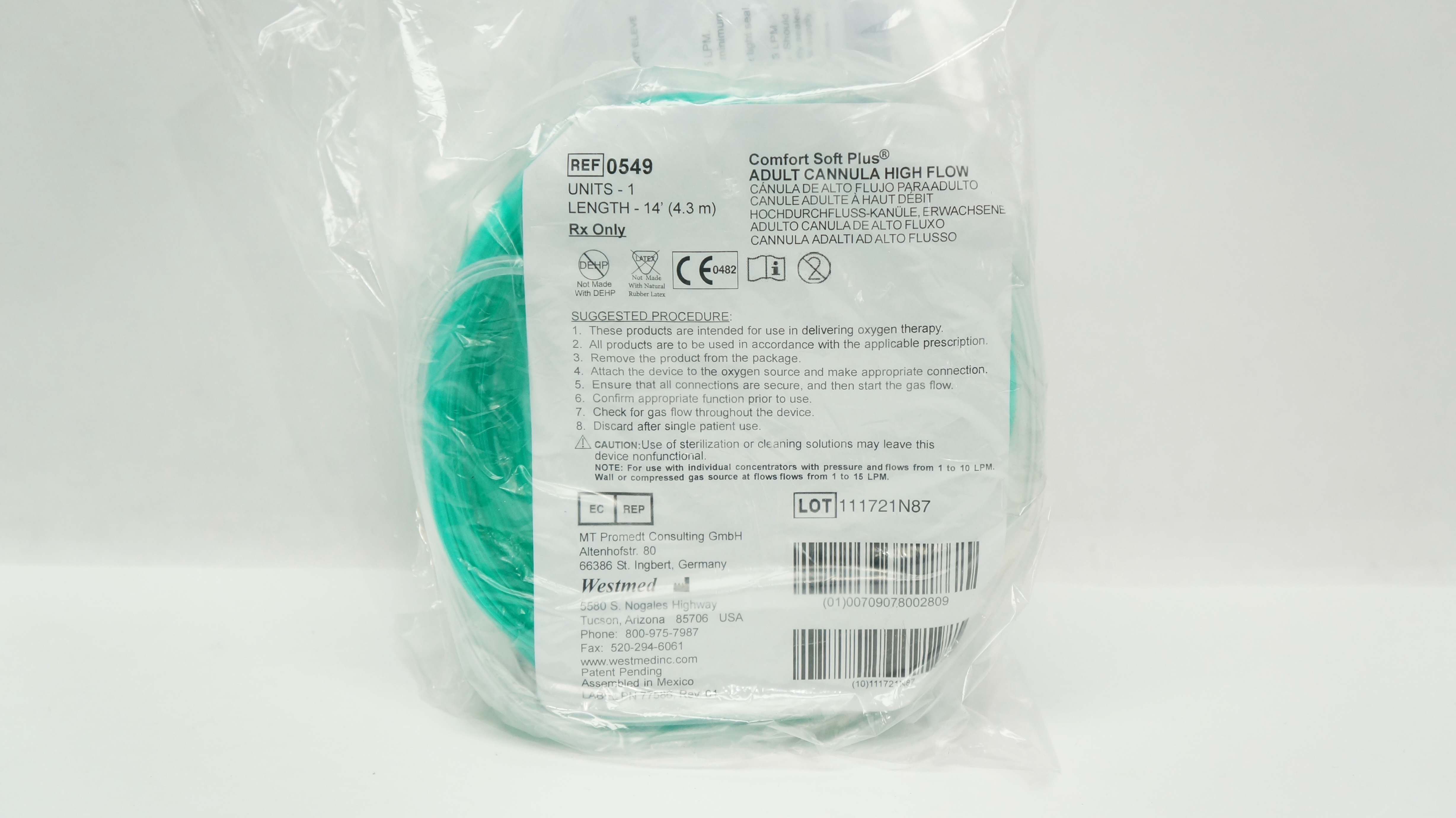 Westmed 0549 Comfort Soft Plus Adult Cannula High Flow, 14Ft.