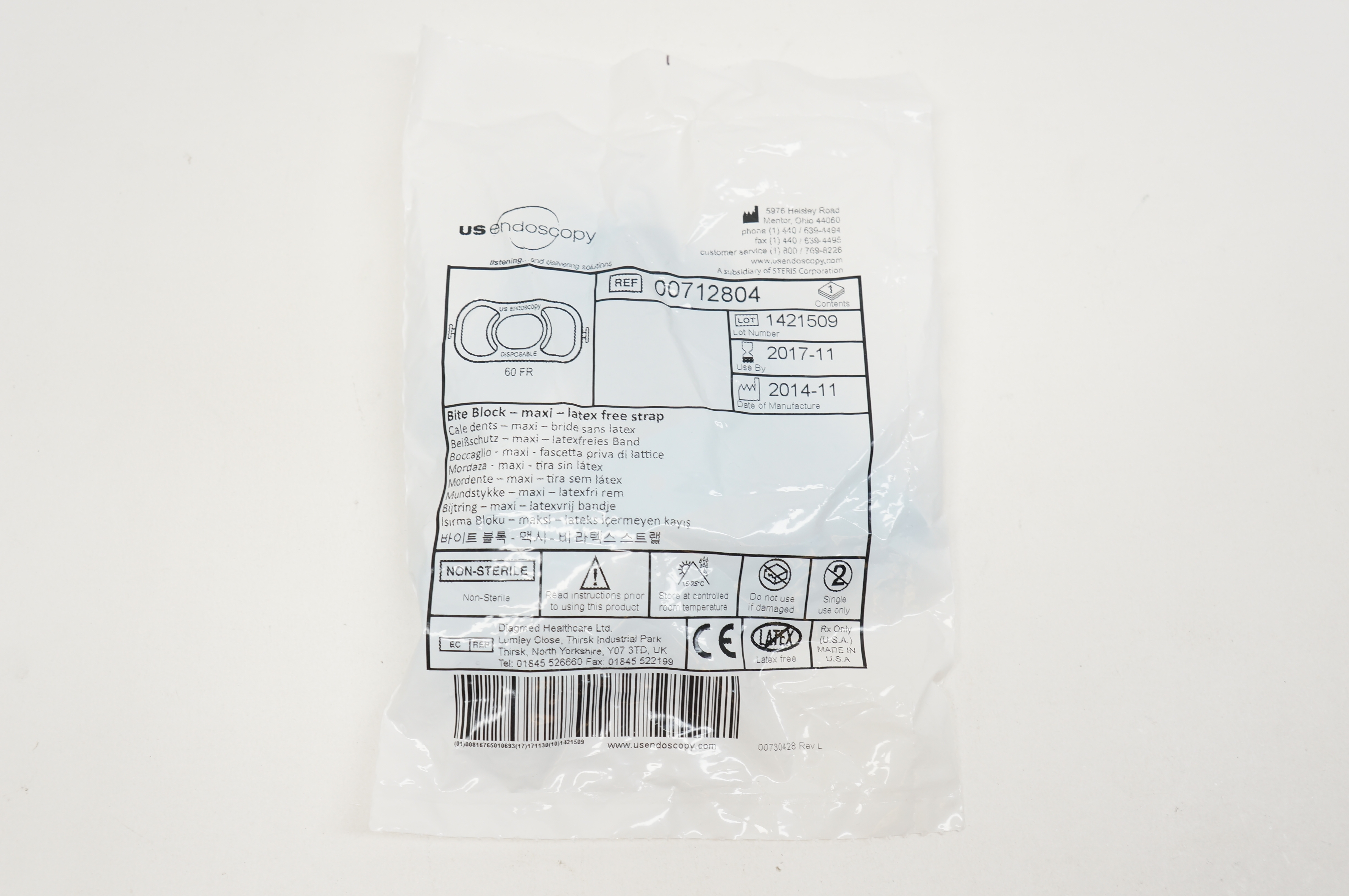 US Endoscopy 00712804 Bite Block - Maxi - Latex Free Strap 60Fr. (x)