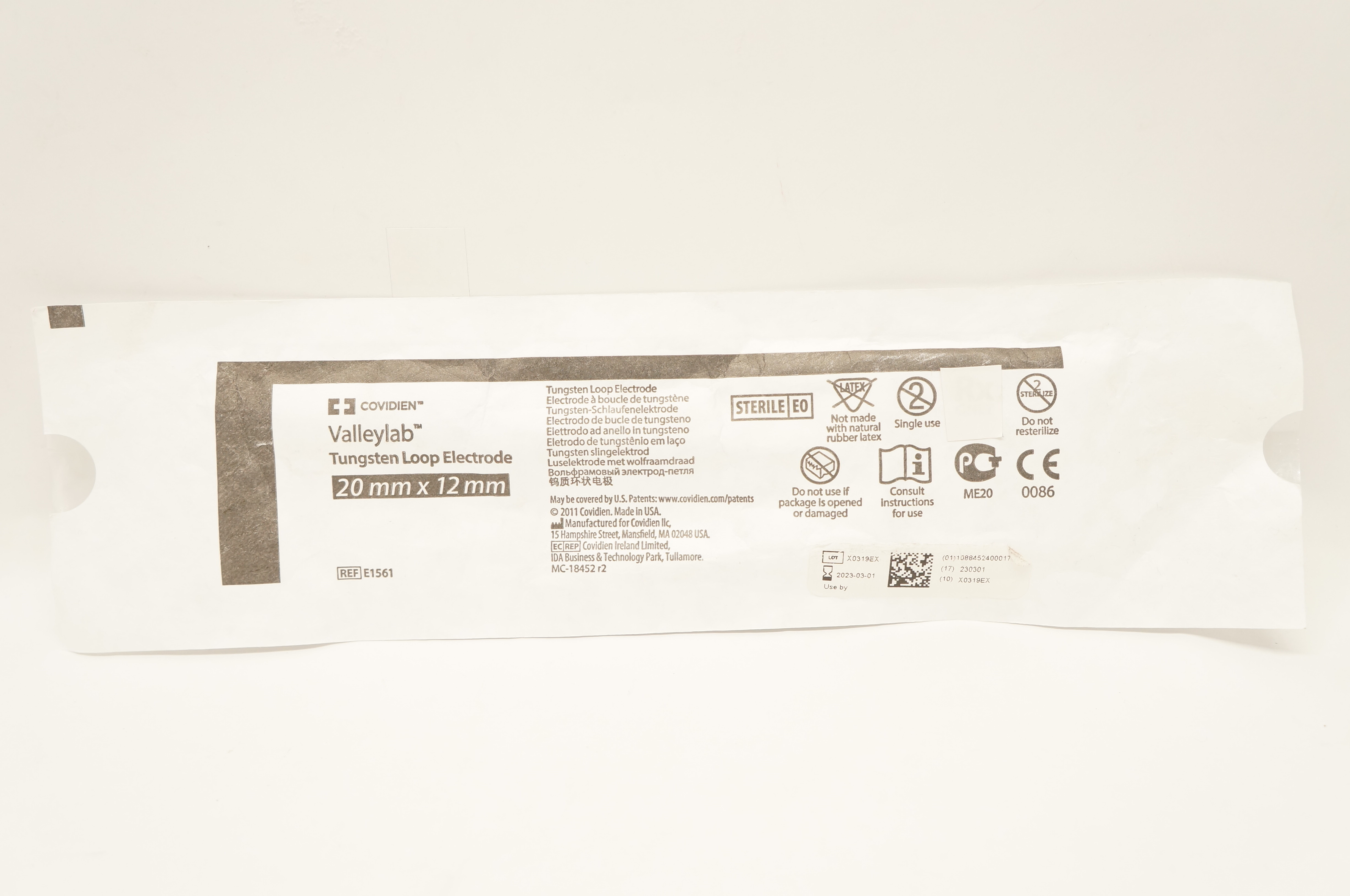 Covidien E1561 Valleylab Tungsten Loop Electrode 20mm x 12mm