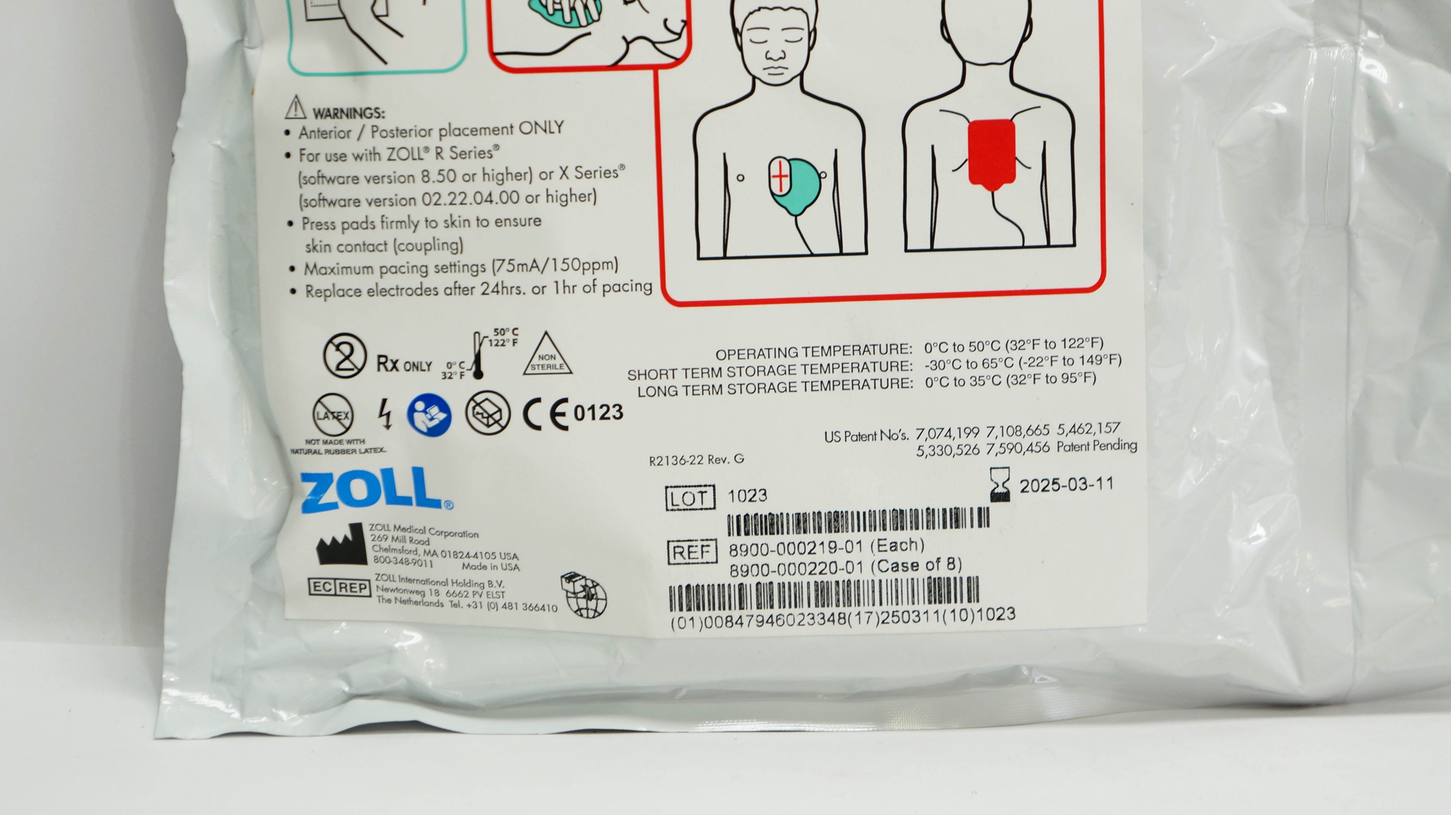 Zoll 8900-000219-01 OneStep Pediatric CPR Multi-Function Electrode 0-8 Years