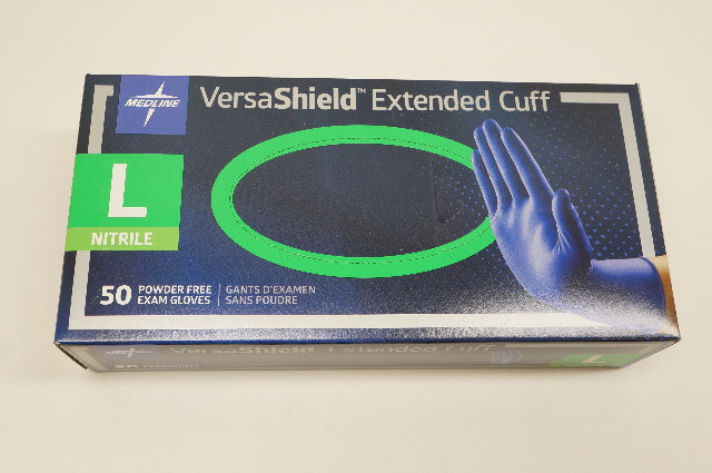 Medline VS711L VersaShield Extended Cuff, Large Nitrile - Case of 500