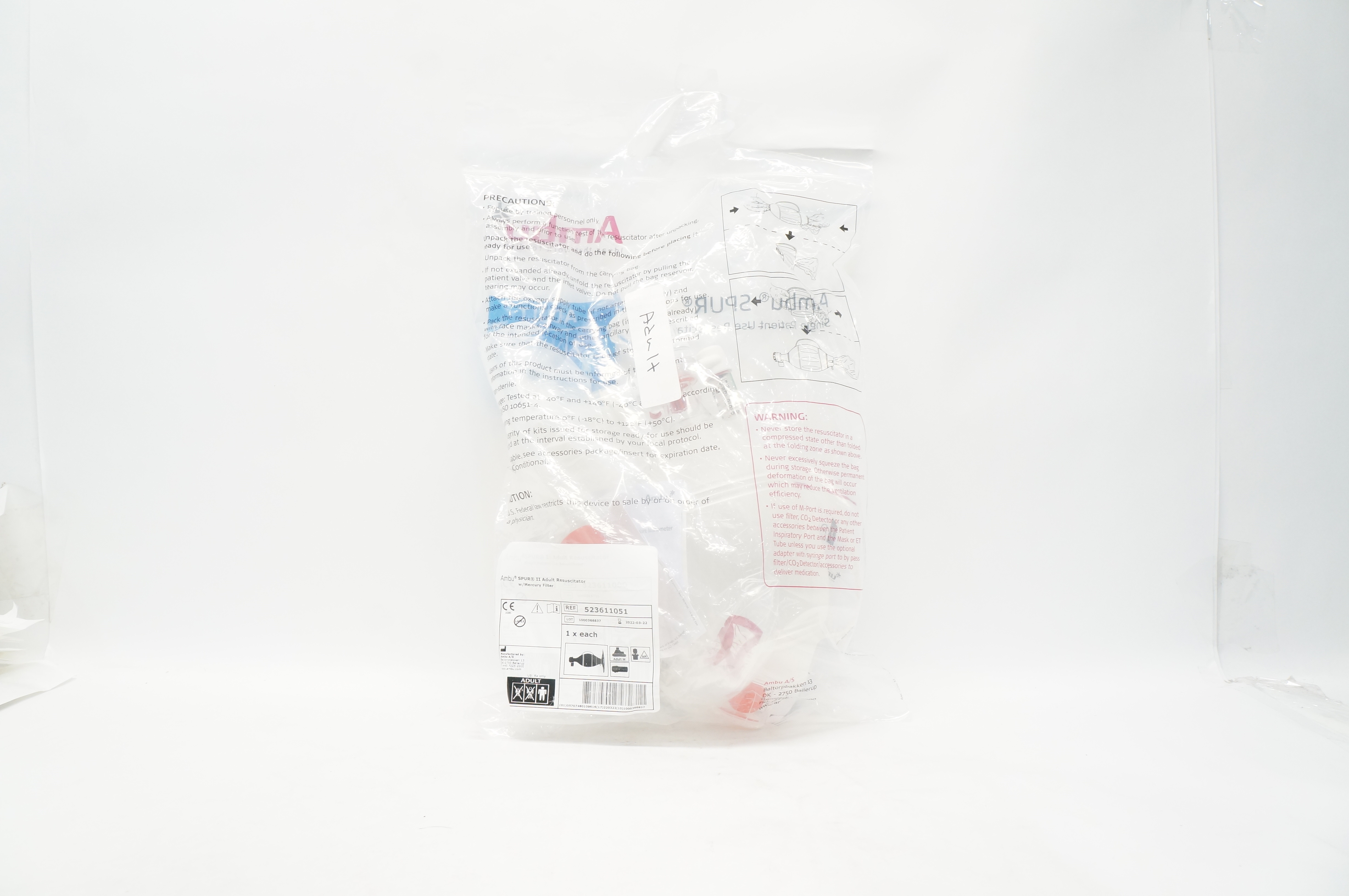 Ambu 523611051 Spur II Adult Resuscitator W/Mercury Filter