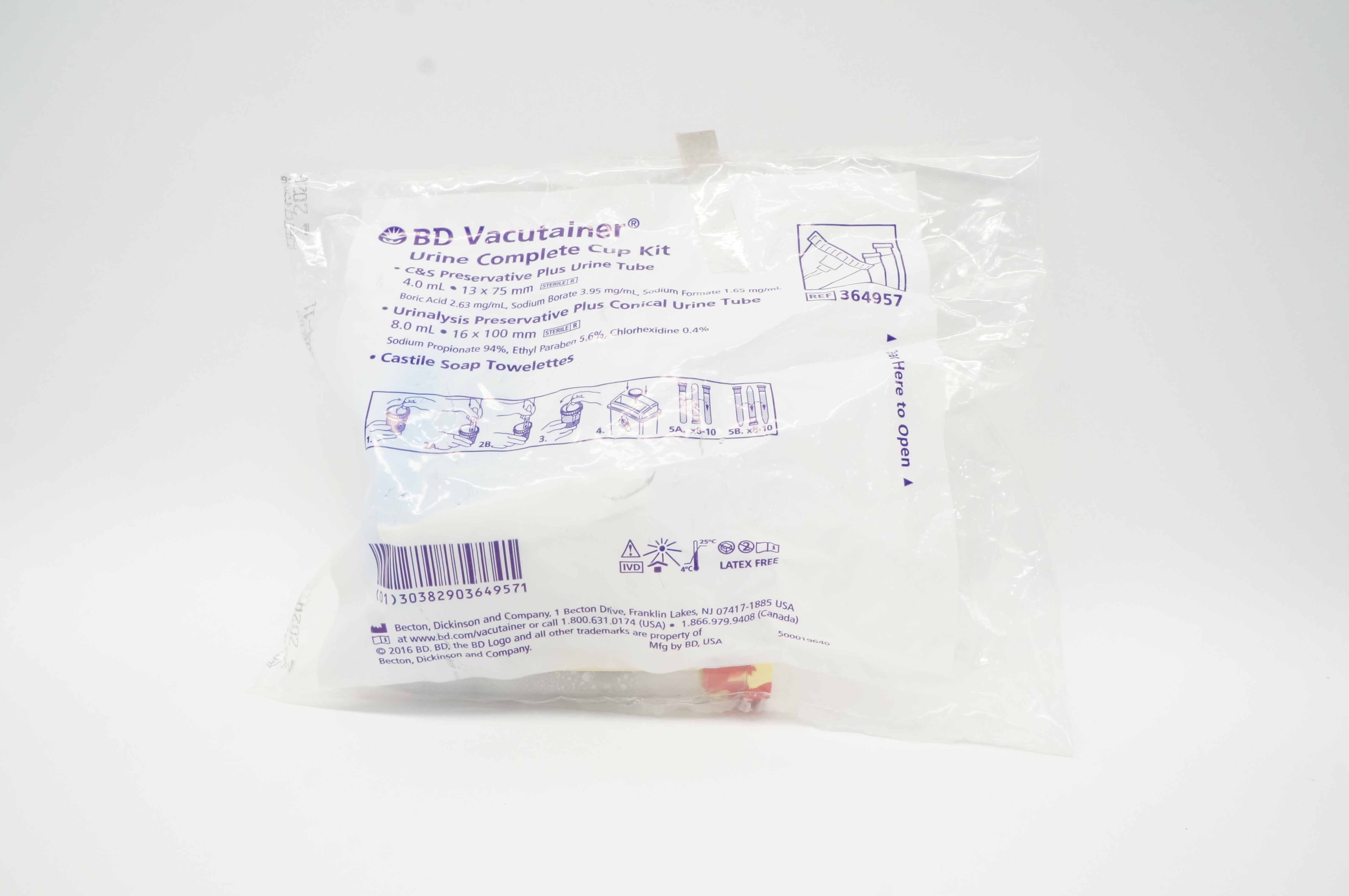 BD 364957 Vacutainer Urine Complete Cup Kit (x)