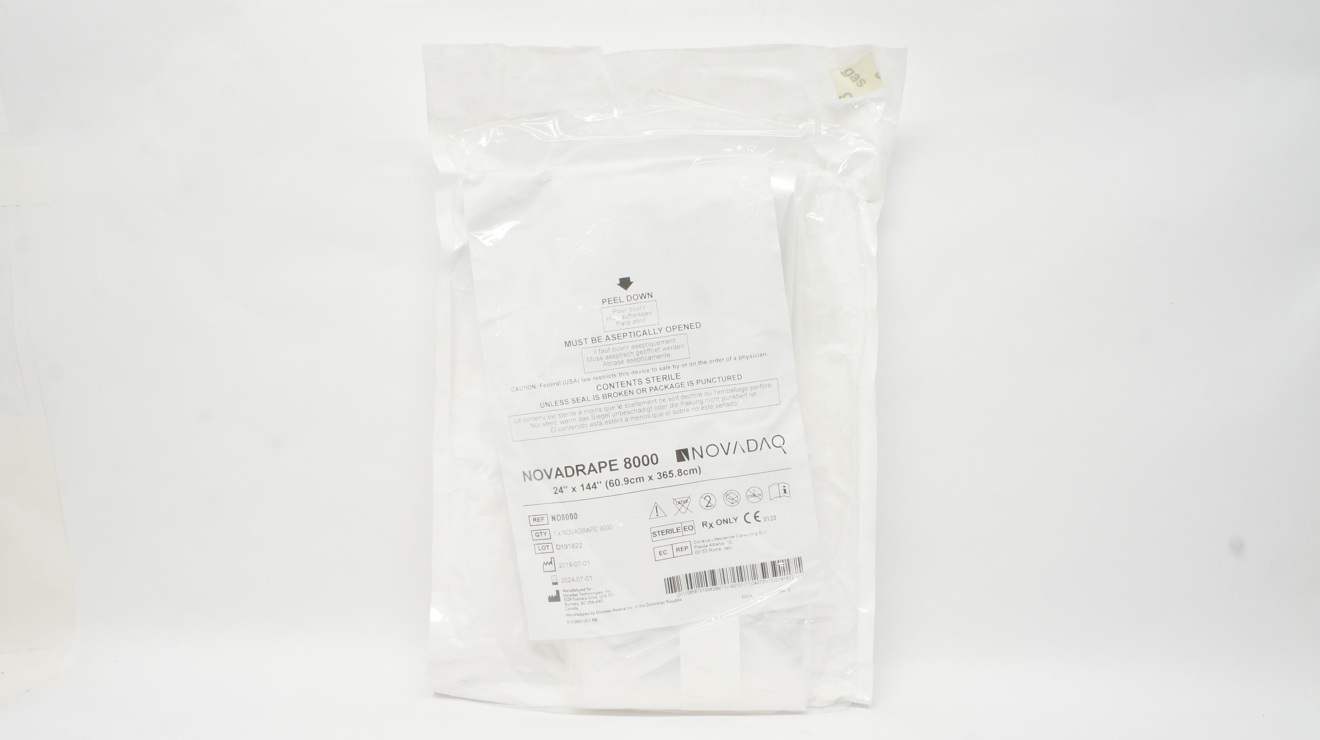 Novadaq ND8000 NOVADRAPE 8000 24inch x 144 inch