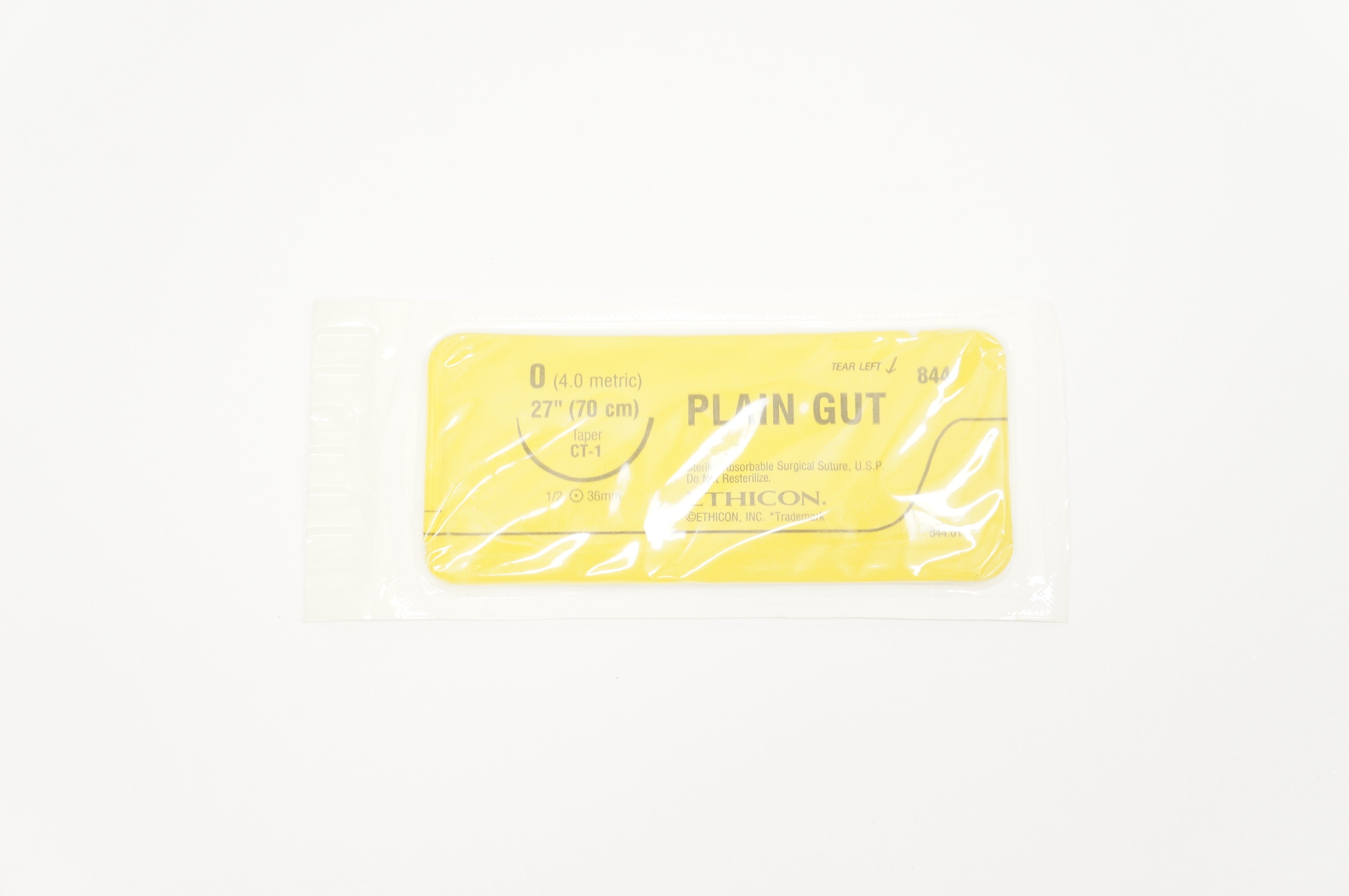Ethicon 844 0 PLAIN GUT, CT-1 Taper, 1/2 36mm, 27inch (x)