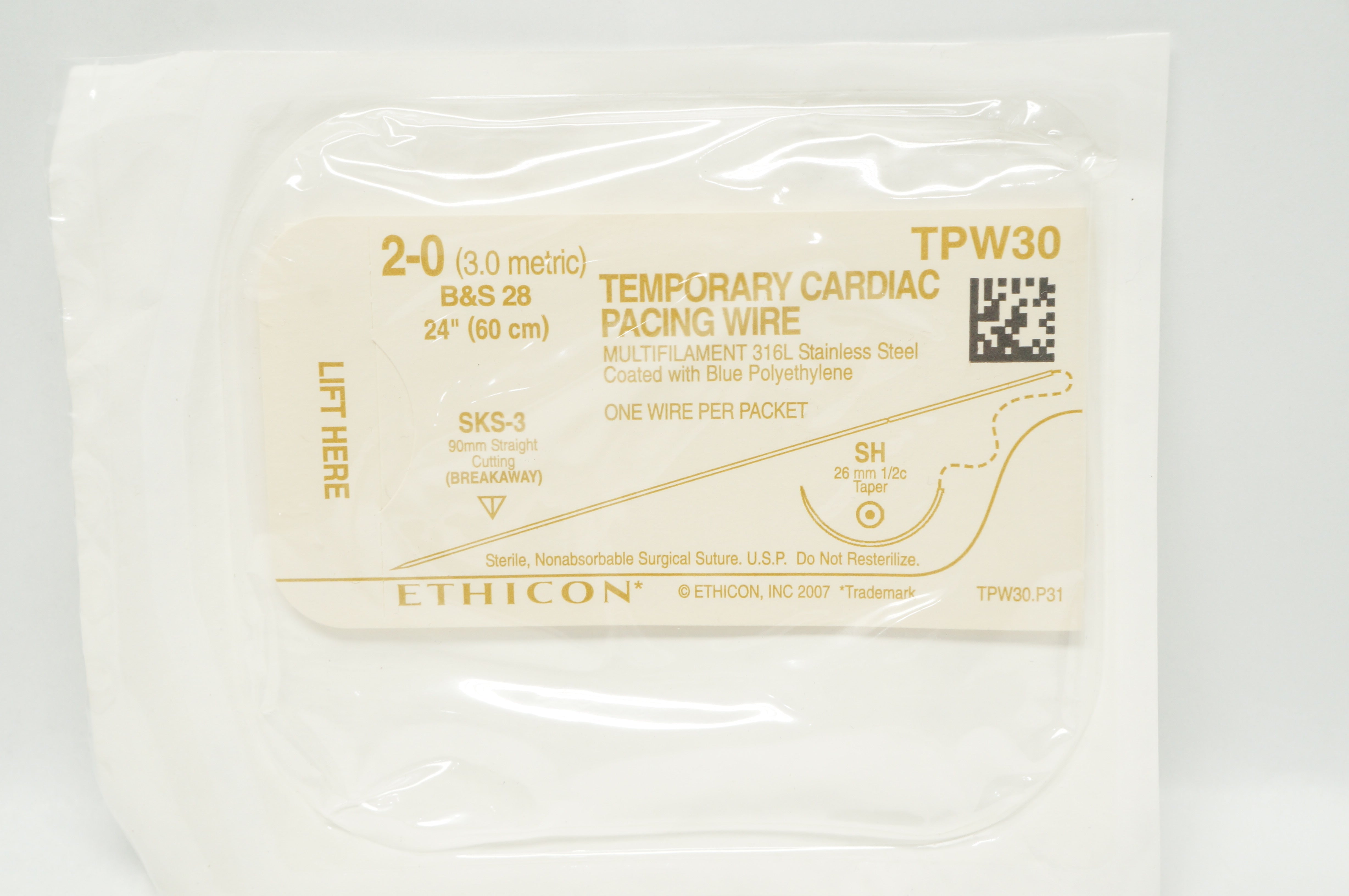 Ethicon TPW30 Temporary Cardiac Pacing Wire SKS-3 90mm (x)
