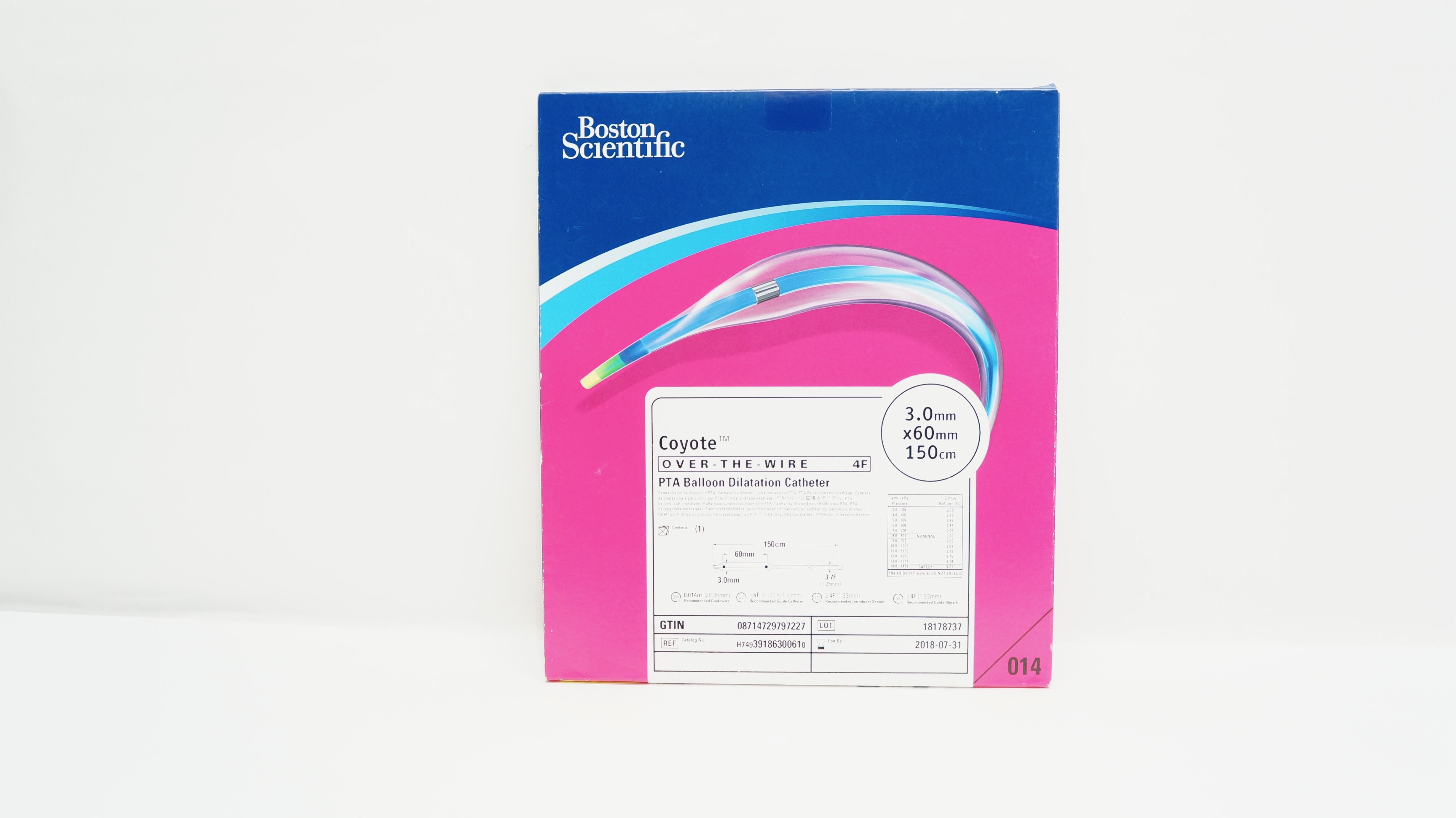 Boston Scientific 3918630061 Coyote Balloon Dilatation Cath. 3.0x60mmx150cm (x)