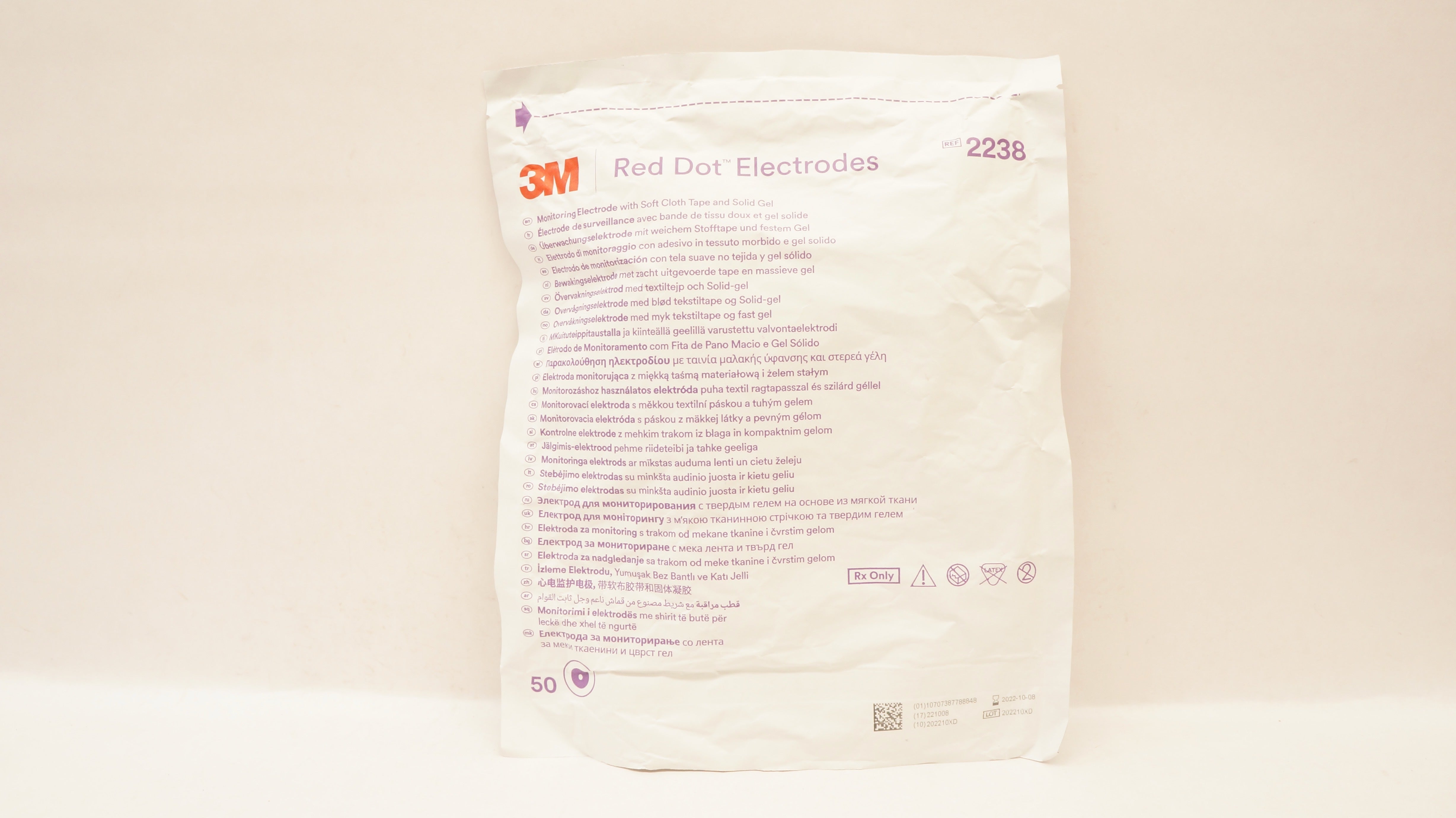 3M 2238 Red Dot Monitoring Electrode w/ Soft Cloth Tape and Solid Gel (x)